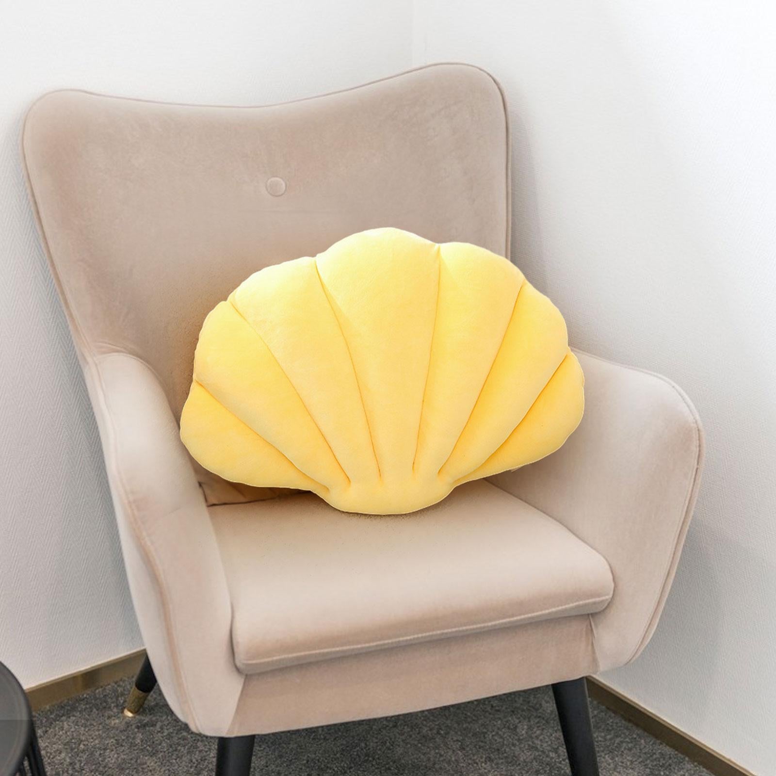 Shell Decorative Pillow Clam Pillow Floor Cushion for Living Room Bed Office Yellow