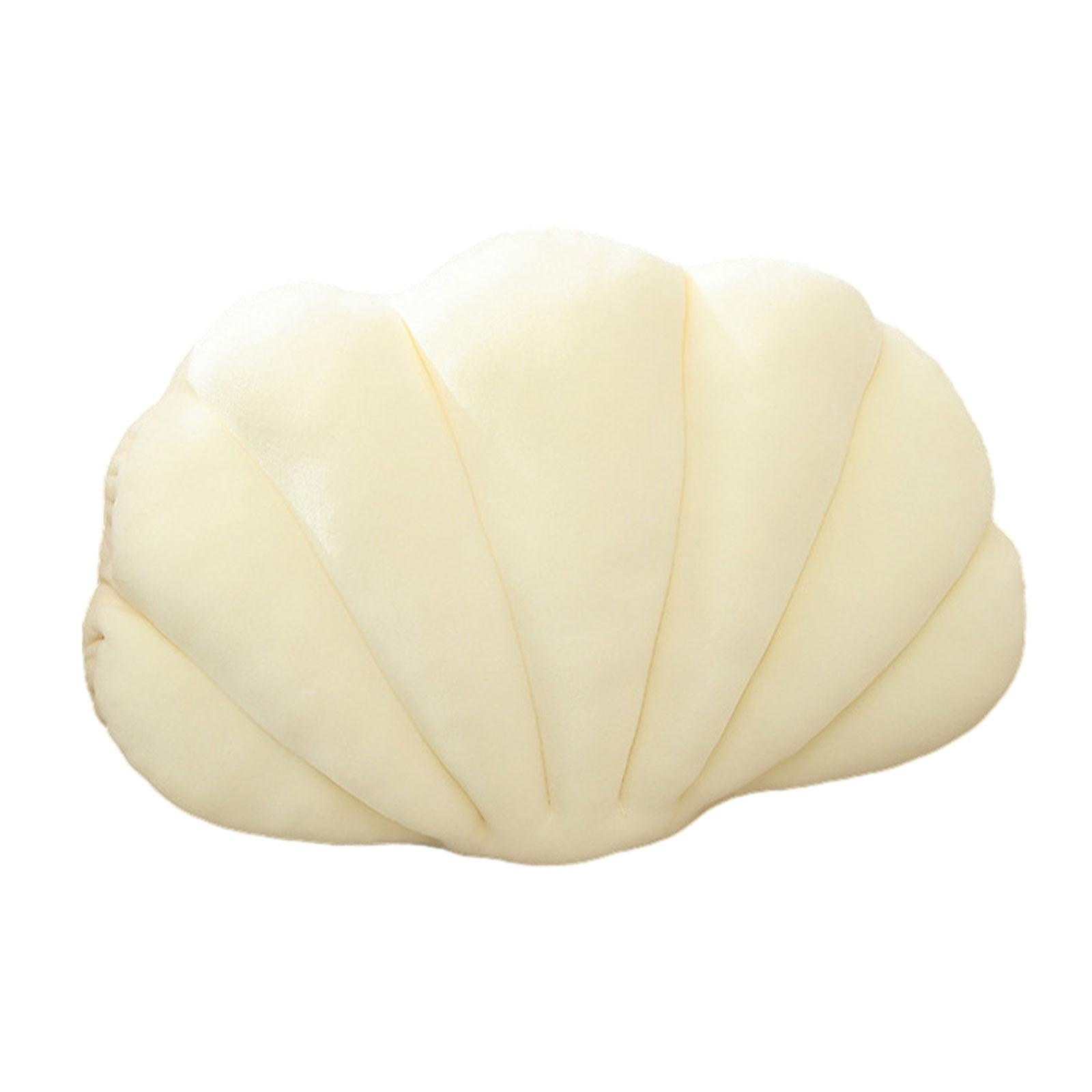 Shell Decorative Pillow Clam Pillow Floor Cushion for Living Room Bed Office White