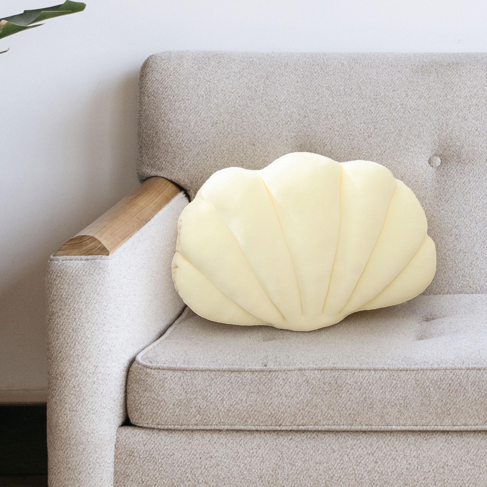 Shell Decorative Pillow Clam Pillow Floor Cushion for Living Room Bed Office White