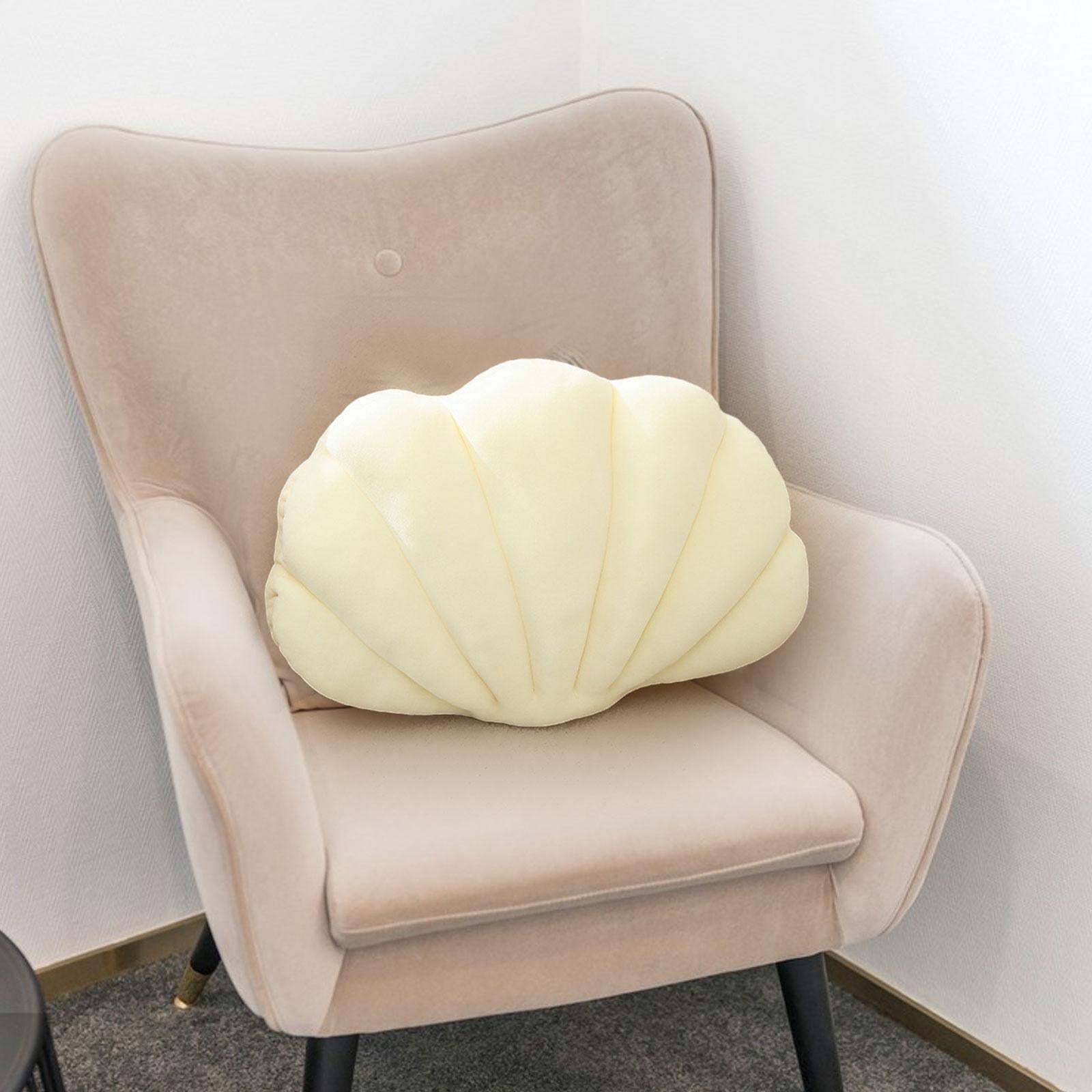 Shell Decorative Pillow Clam Pillow Floor Cushion for Living Room Bed Office White