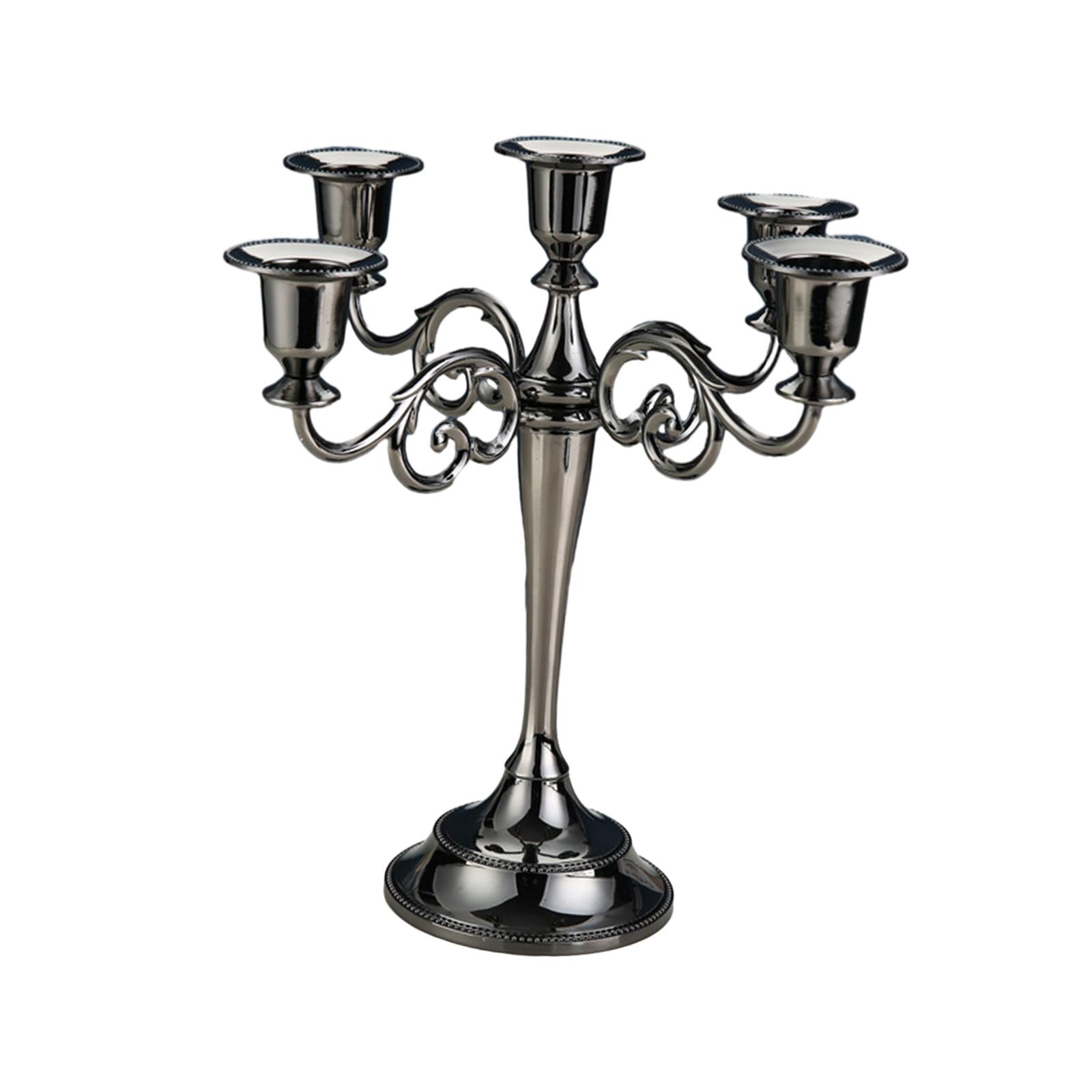 Candle Holder 5 Arm Candelabra for Housewarming Gift Dining Room Anniversary Black