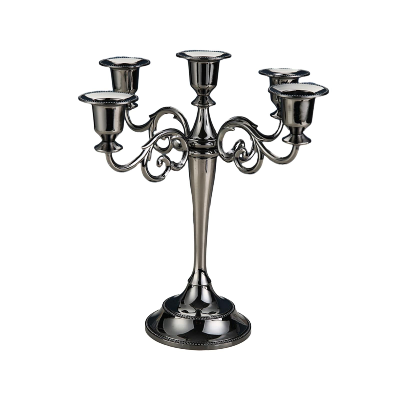 Candle Holder 5 Arm Candelabra for Housewarming Gift Dining Room Anniversary Black