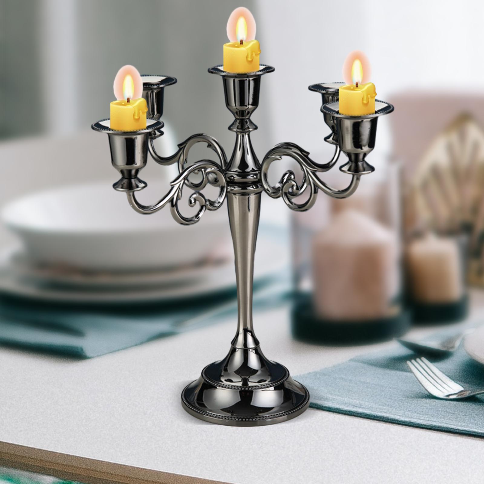 Candle Holder 5 Arm Candelabra for Housewarming Gift Dining Room Anniversary Black