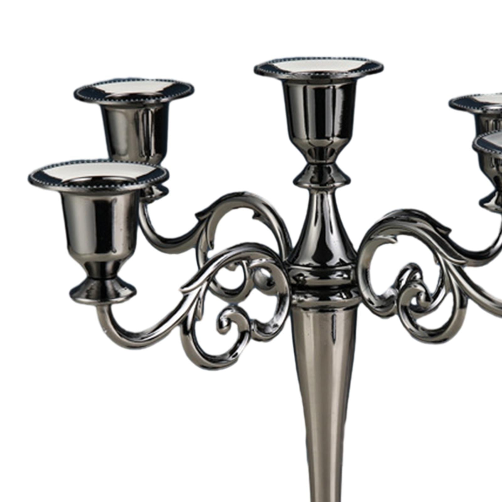 Candle Holder 5 Arm Candelabra for Housewarming Gift Dining Room Anniversary Black