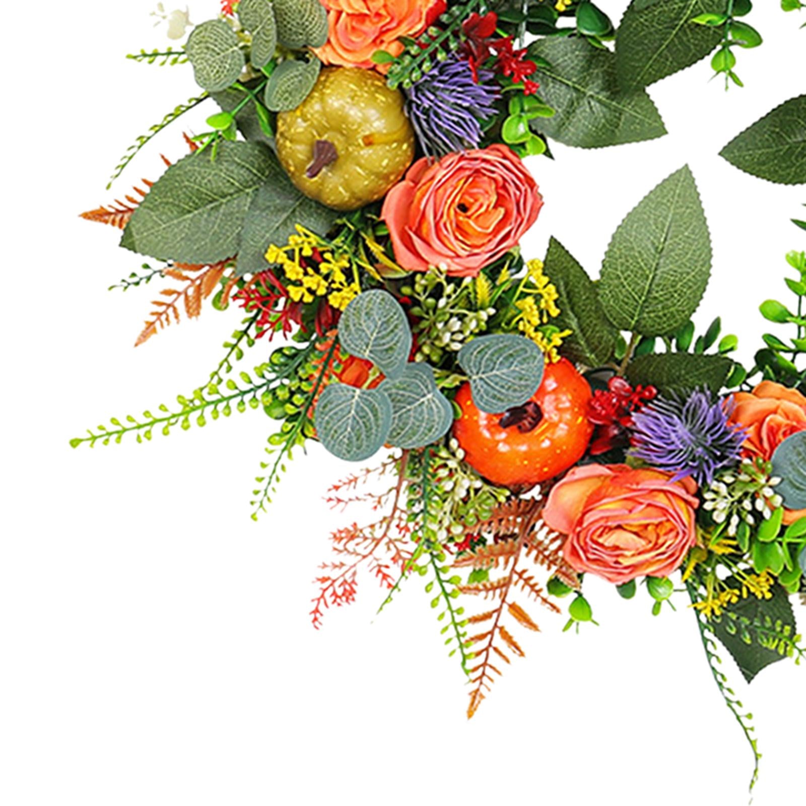 Fall Wreaths Autumn Harvest Artificial Flowers Wreath for Holiday Home Porch