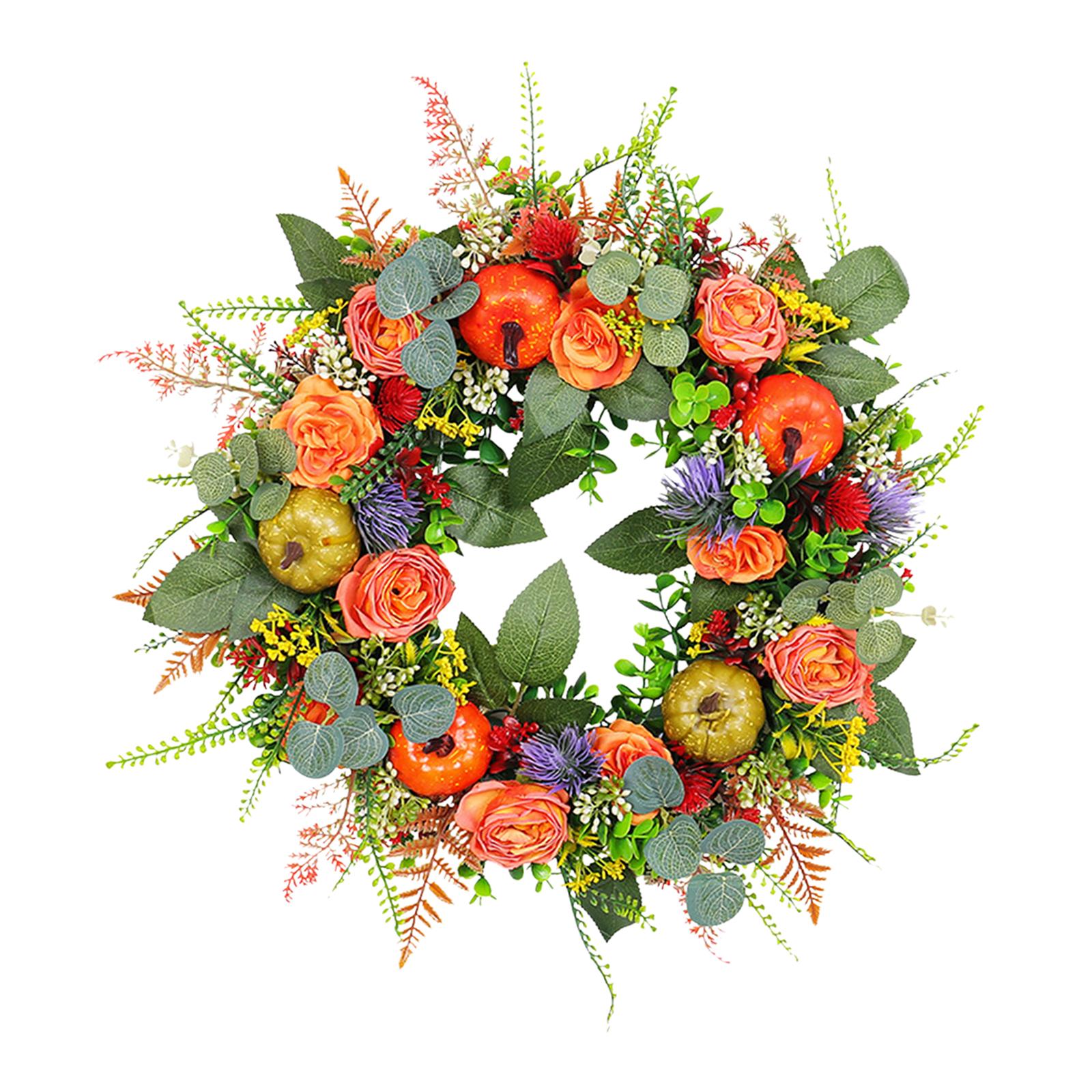 Fall Wreaths Autumn Harvest Artificial Flowers Wreath for Holiday Home Porch