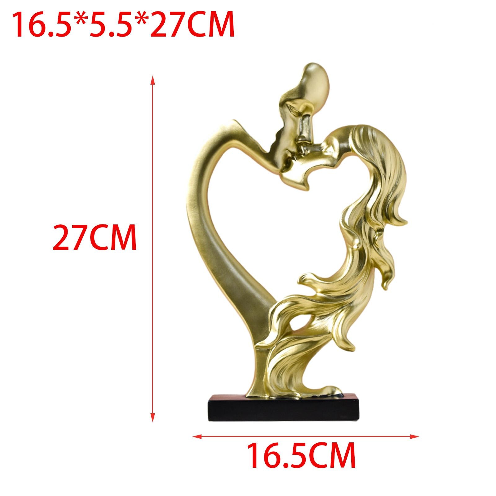 Kissing Couple Figurine Nordic Style for Entrance Cabinet Wedding Home Decor Gold