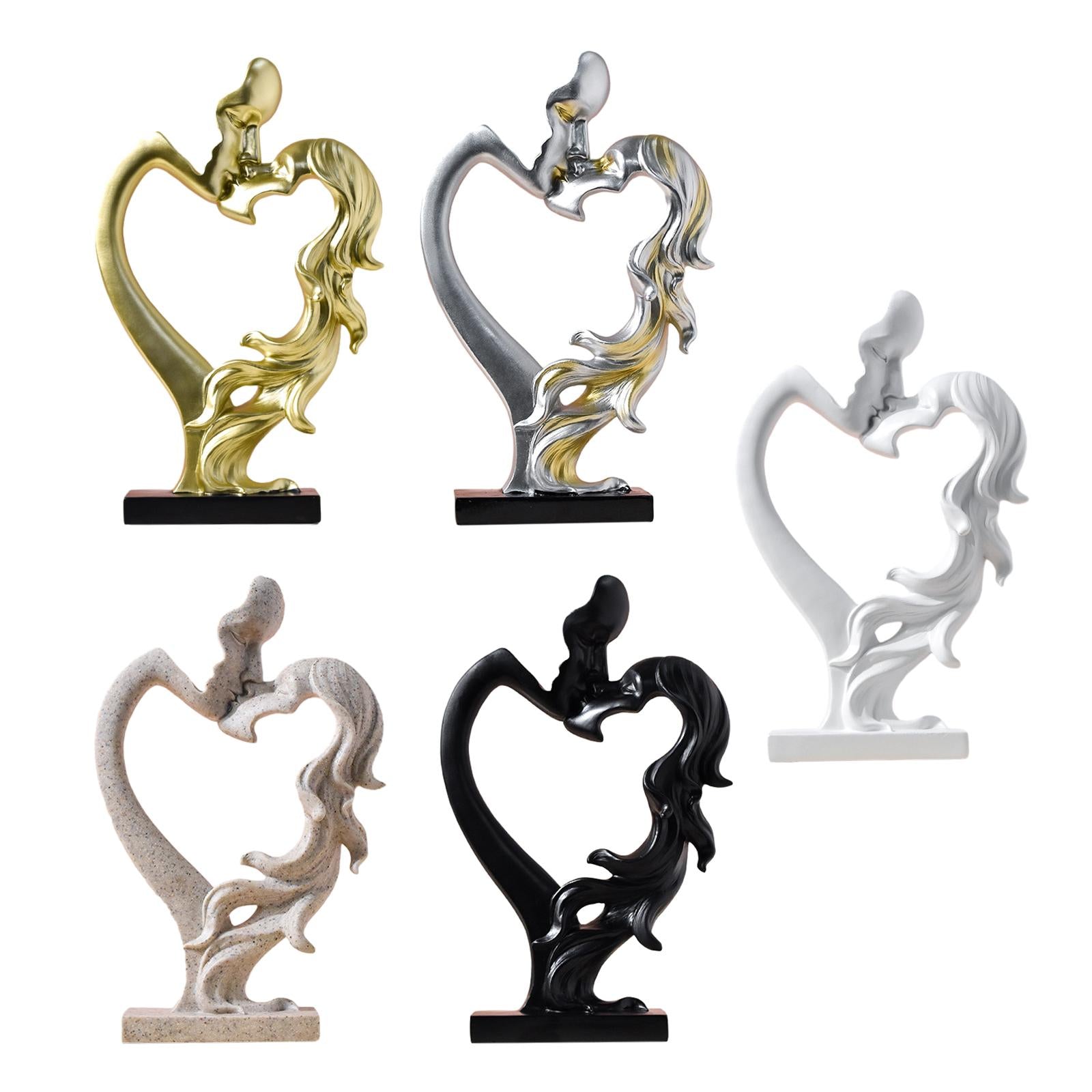 Kissing Couple Figurine Nordic Style for Entrance Cabinet Wedding Home Decor Gold