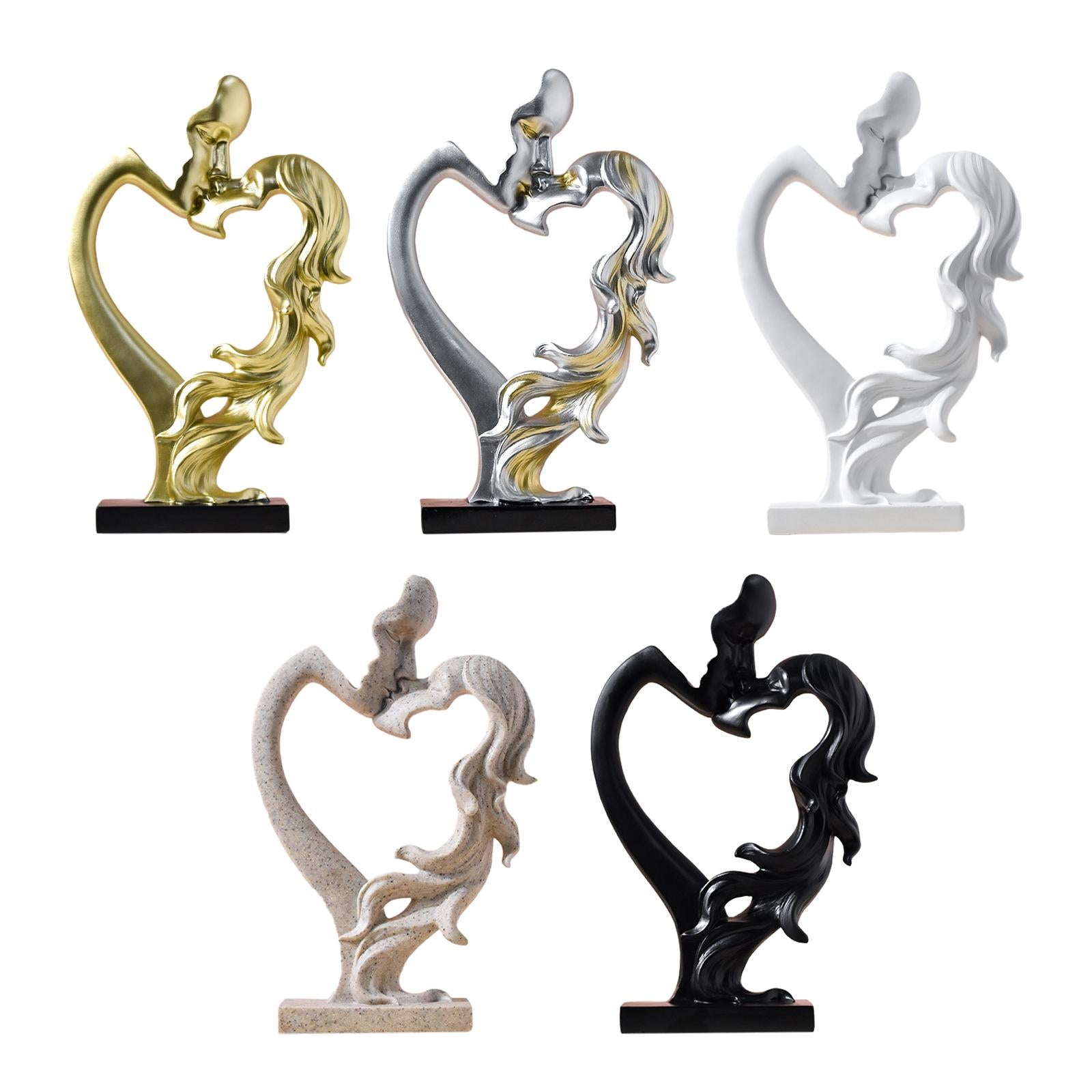 Kissing Couple Figurine Nordic Style for Entrance Cabinet Wedding Home Decor Gold