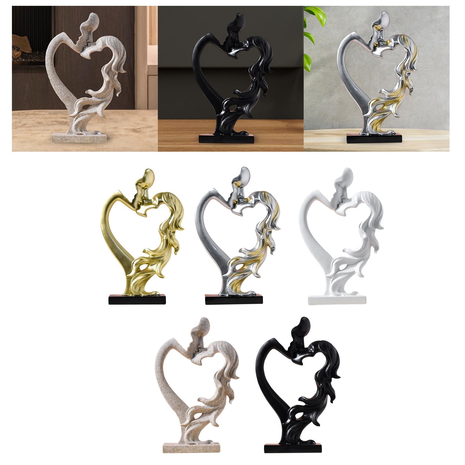 Kissing Couple Figurine Nordic Style for Entrance Cabinet Wedding Home Decor Gold