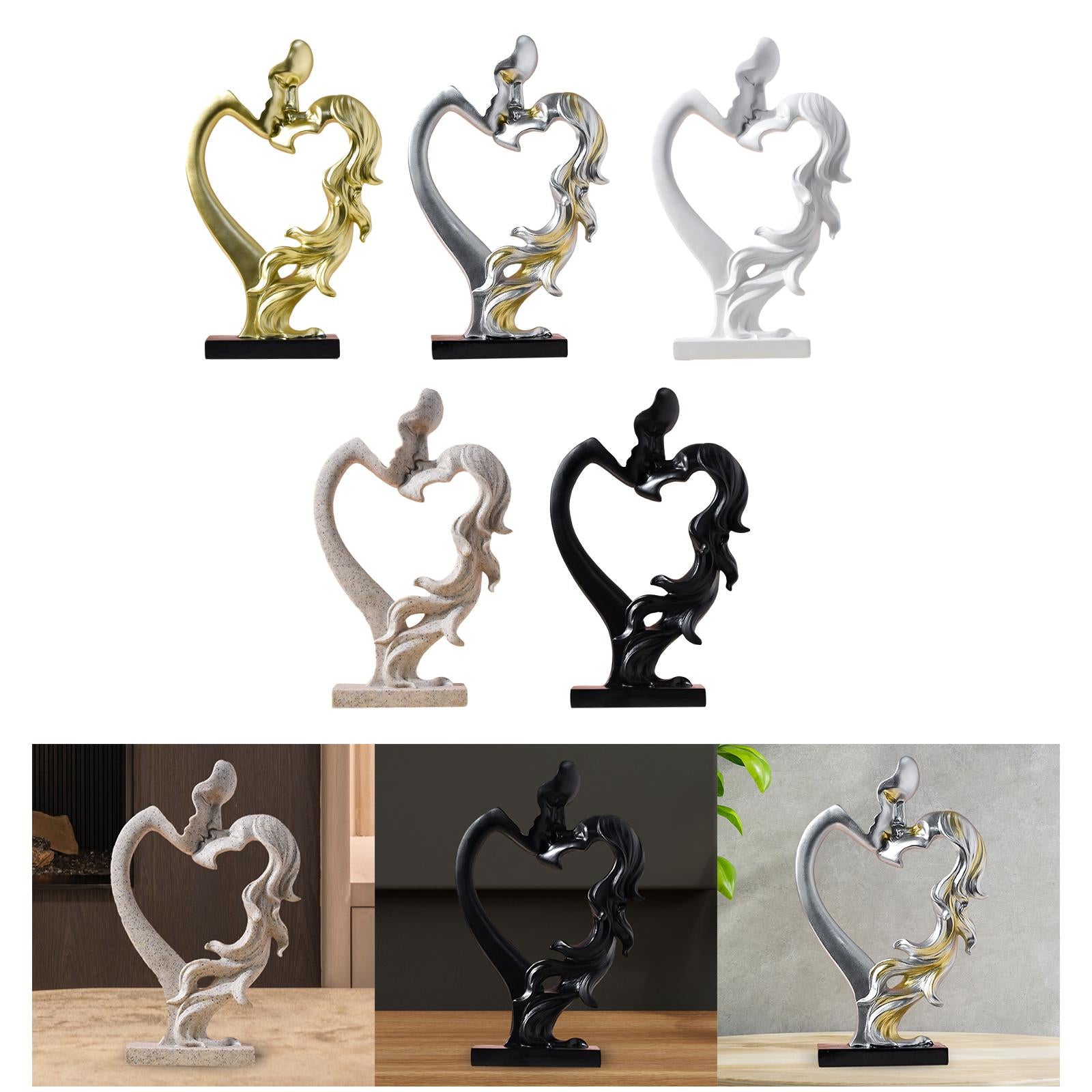 Kissing Couple Figurine Nordic Style for Entrance Cabinet Wedding Home Decor Gold