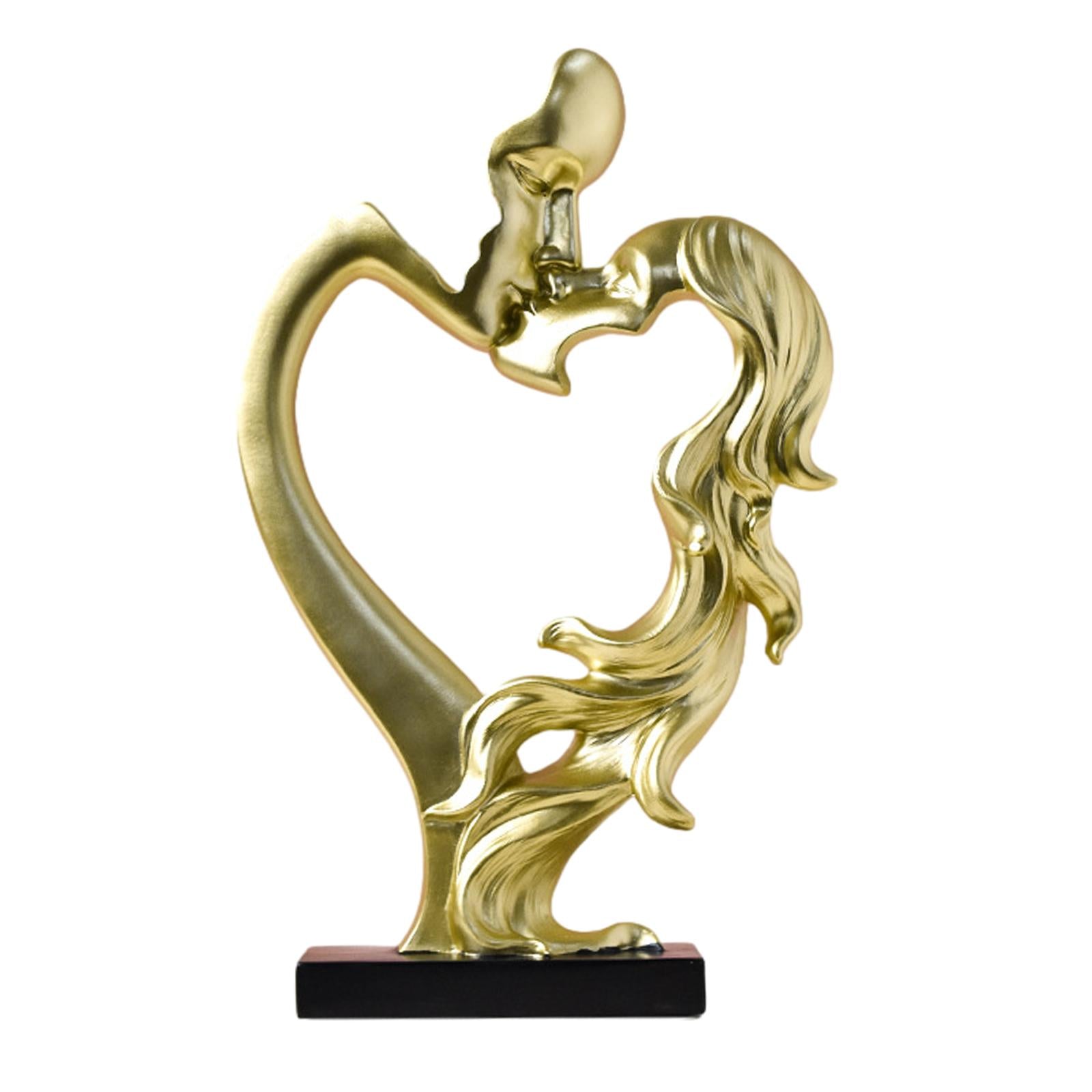 Kissing Couple Figurine Nordic Style for Entrance Cabinet Wedding Home Decor Gold