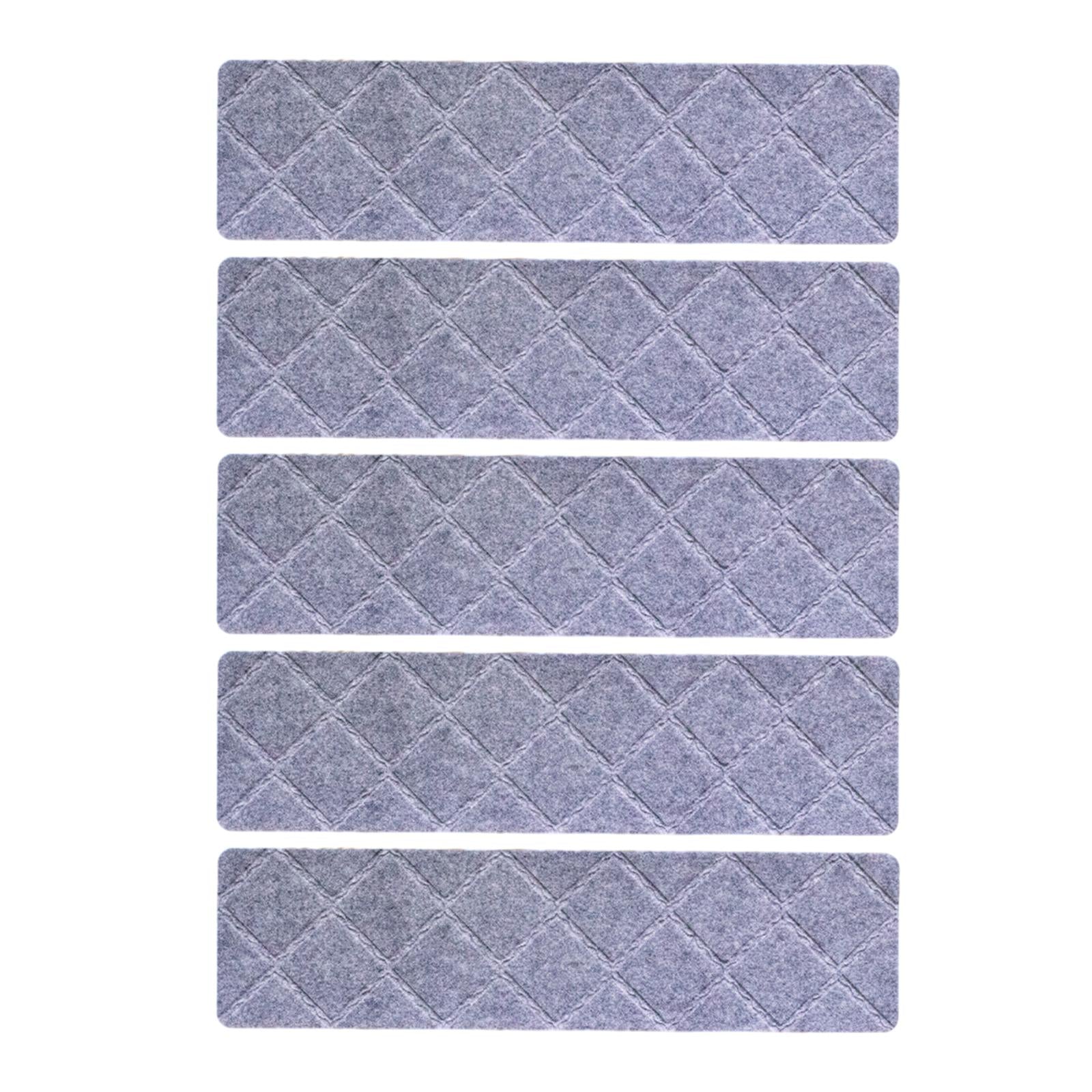 5 Pieces Stair Mats Polyester Soft Edging Stair Rugs for Wooden Steps Elders Light Gray