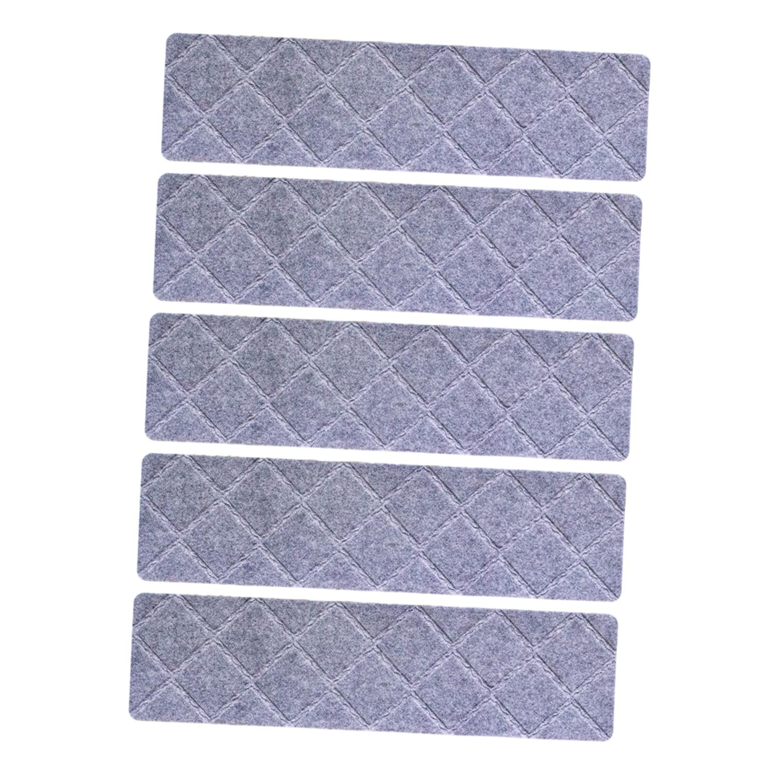 5 Pieces Stair Mats Polyester Soft Edging Stair Rugs for Wooden Steps Elders Light Gray