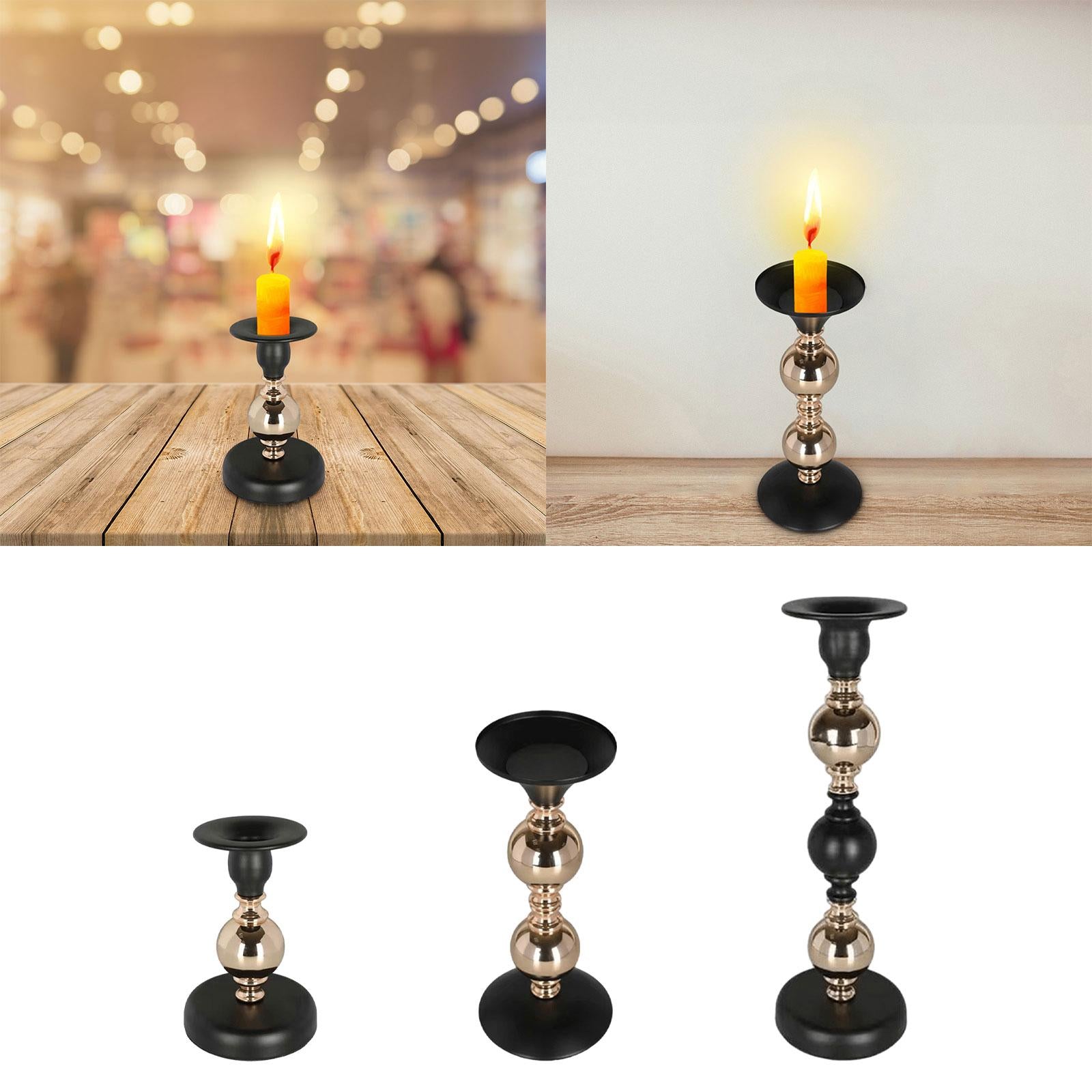 Metal Iron Taper Candle Holder Table Centerpiece Home Decoration for Bedroom Size S