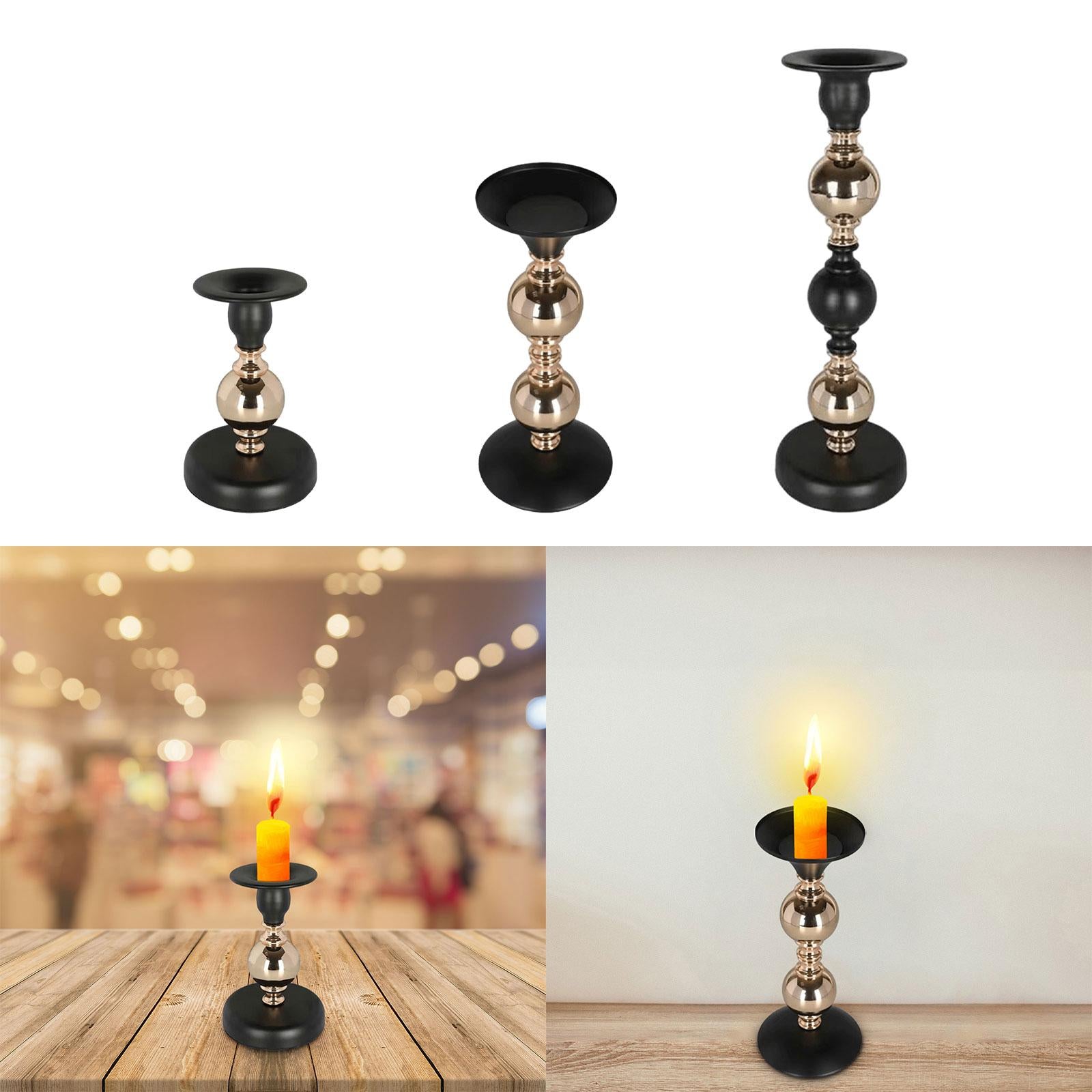 Metal Iron Taper Candle Holder Table Centerpiece Home Decoration for Bedroom Size S