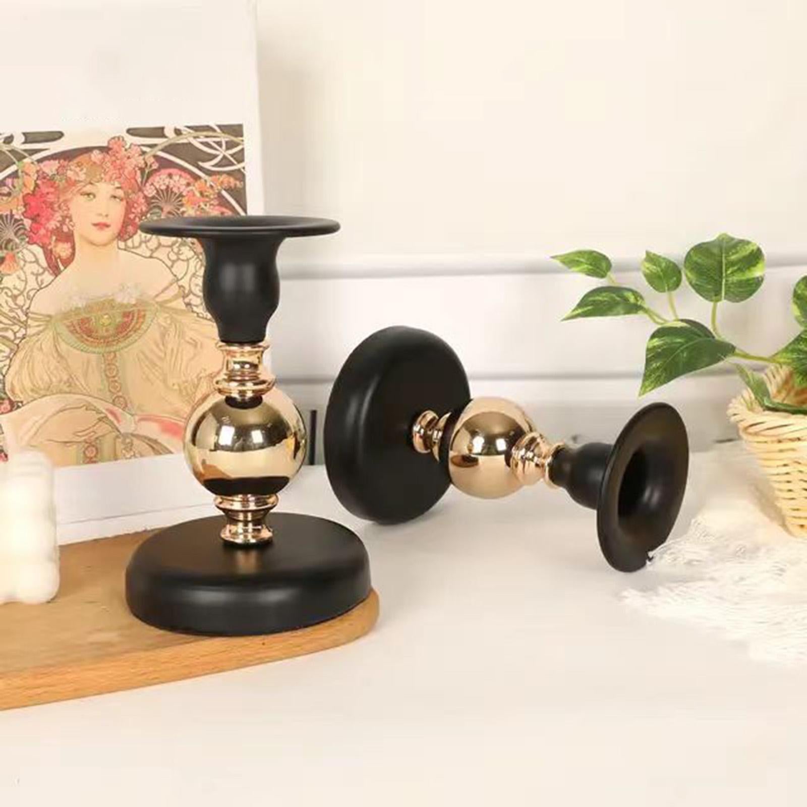 Metal Iron Taper Candle Holder Table Centerpiece Home Decoration for Bedroom Size S