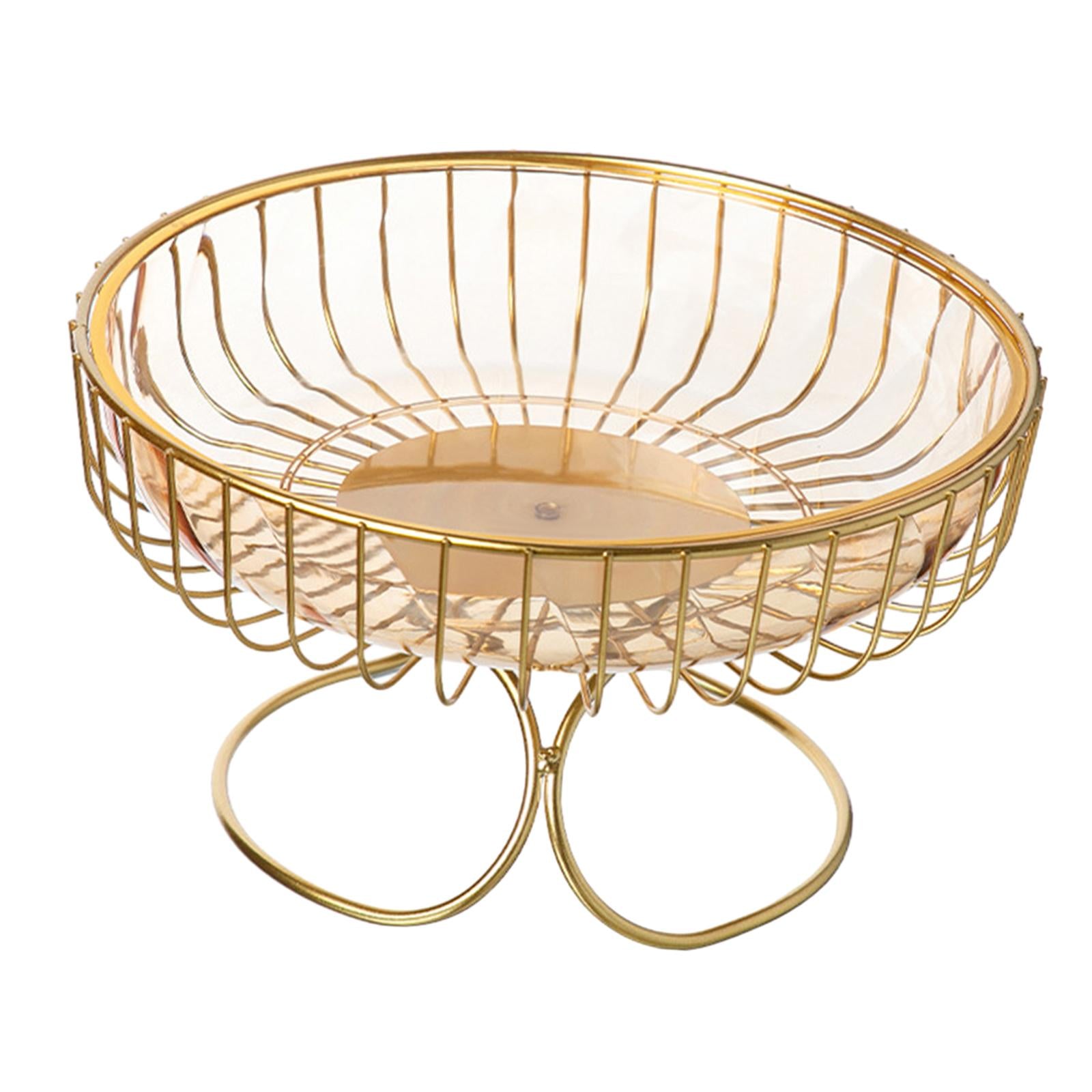 Fruit Bowl Hold Bread Snacks Fruit Storage Basket for Kitchen Party Birthday golden