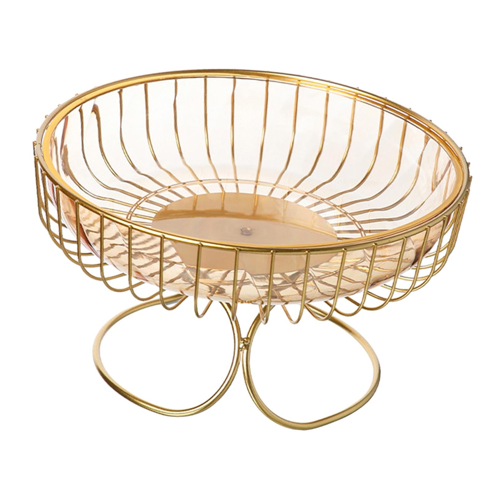 Fruit Bowl Hold Bread Snacks Fruit Storage Basket for Kitchen Party Birthday golden