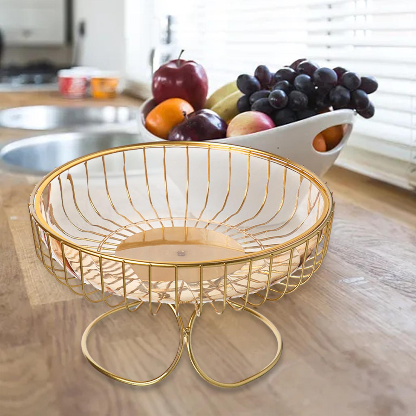 Fruit Bowl Hold Bread Snacks Fruit Storage Basket for Kitchen Party Birthday golden