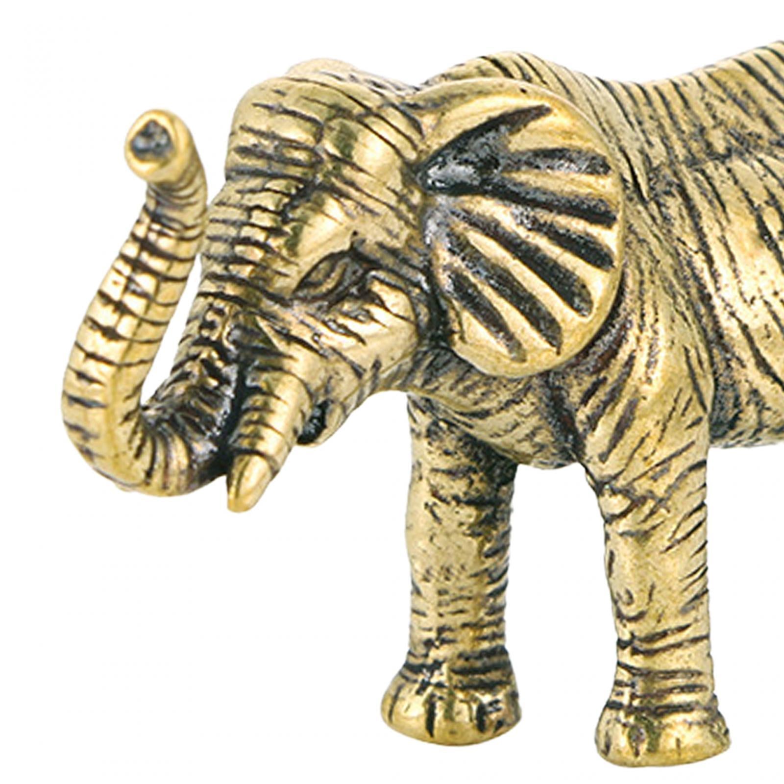 Brass Elephant Statue Mini Elephant Statue for Office Shelf Decoration