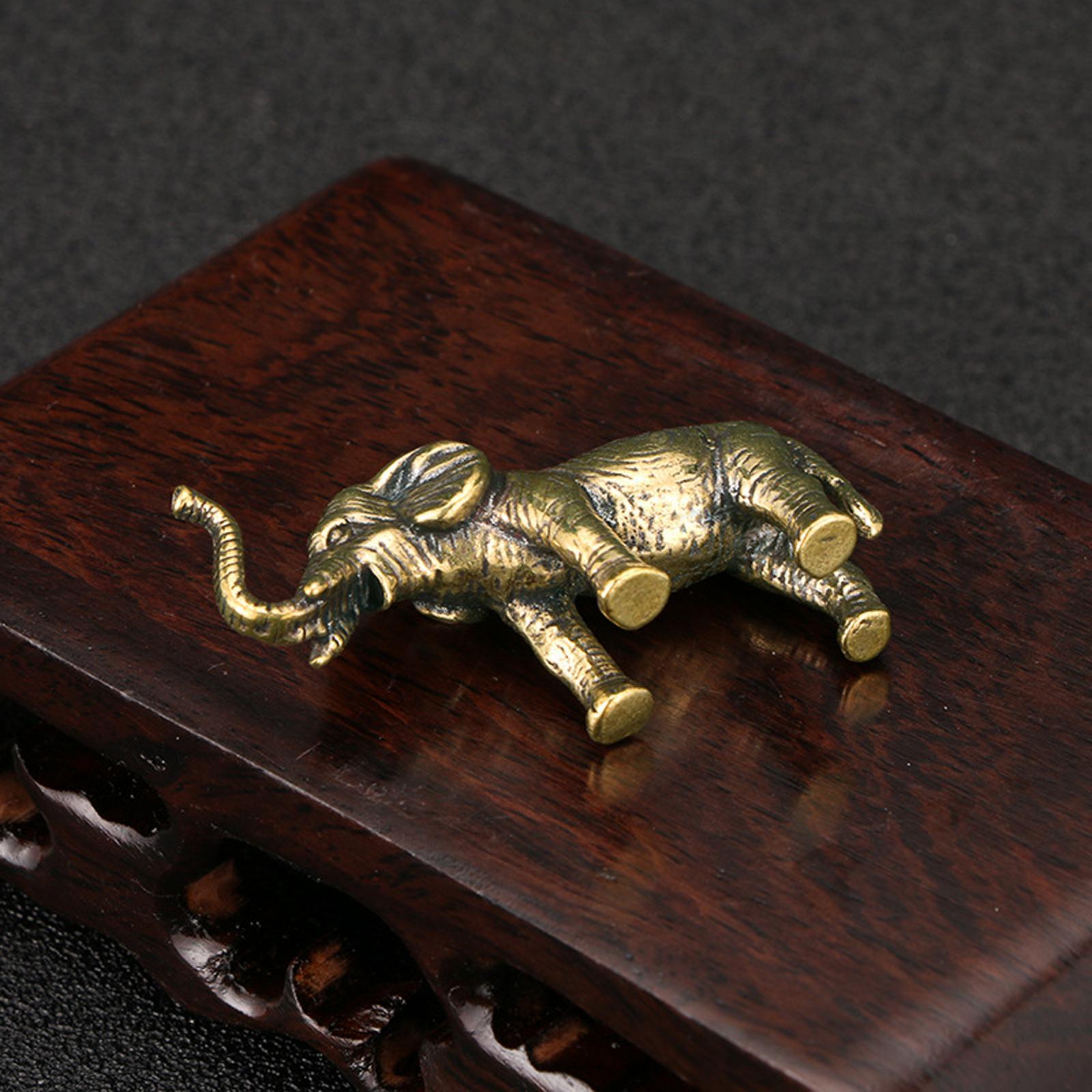 Brass Elephant Statue Mini Elephant Statue for Office Shelf Decoration