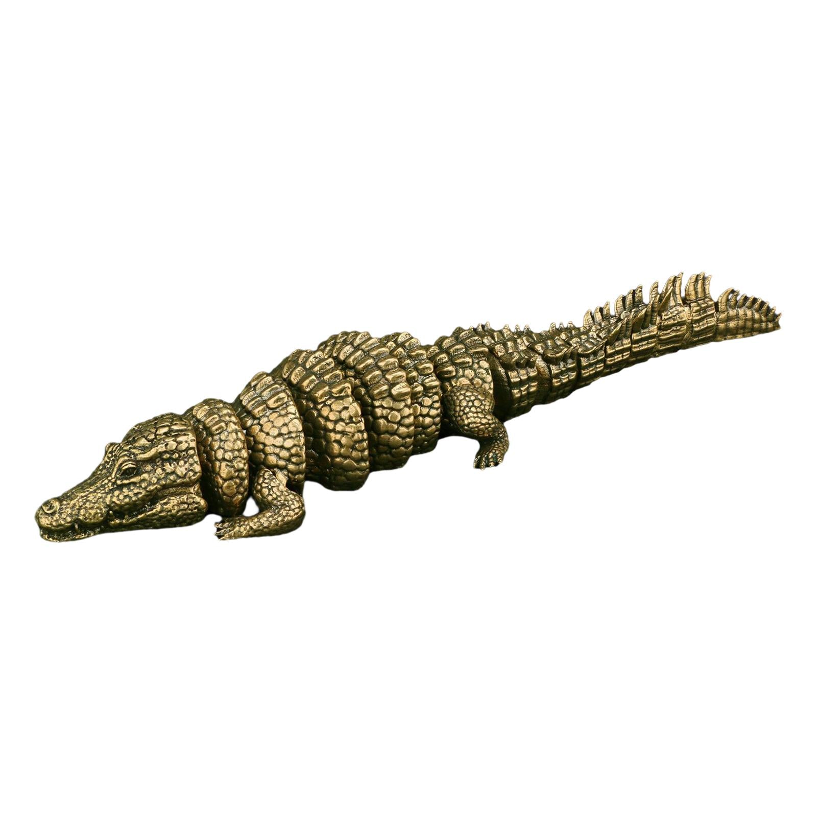 Brass Crocodiles Statue Ornament Large Brass Ornament for Study Room Shelves Color B