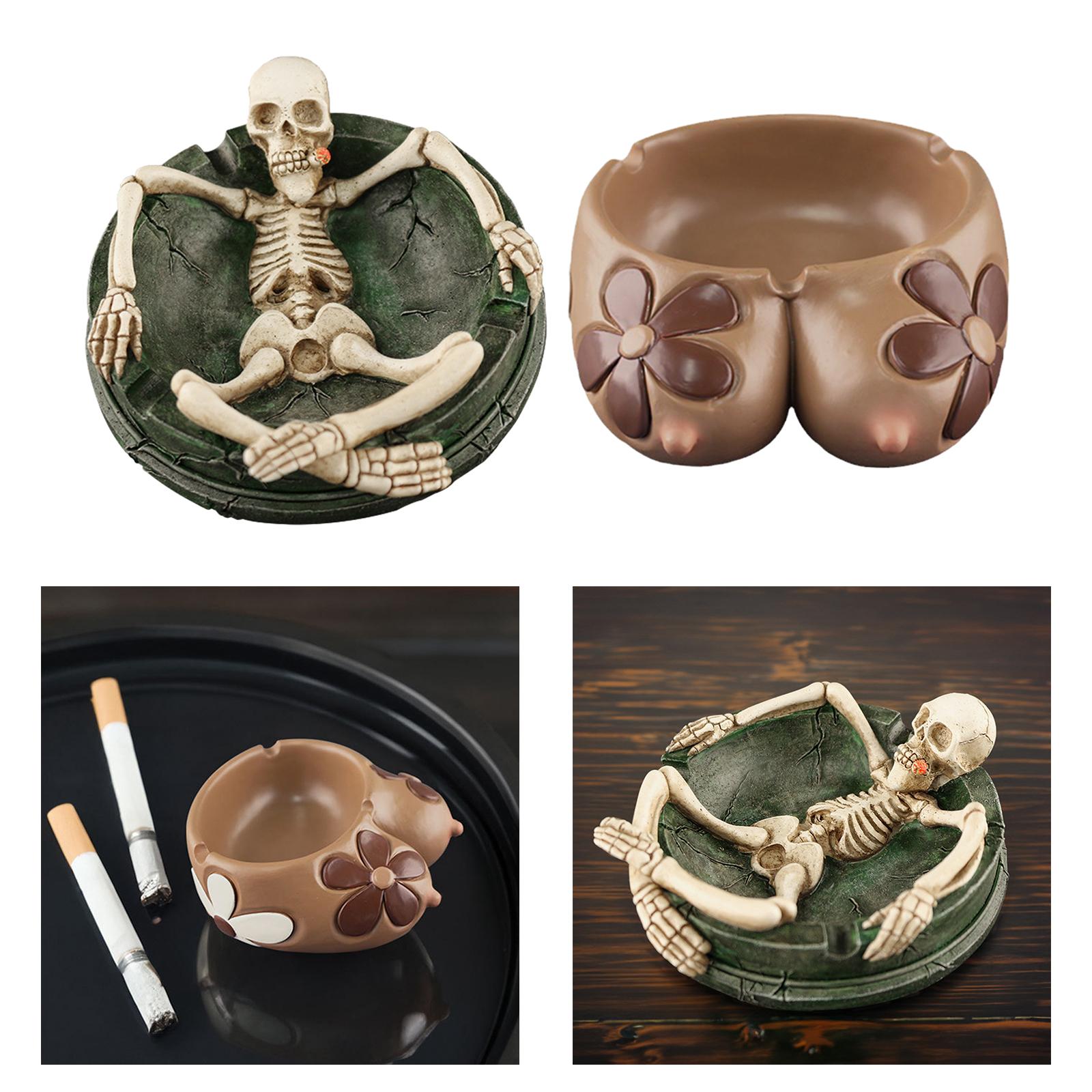 Skeleton Ashtray Skull Figure Decoration Tabletop Sculpture Crafts Ornaments