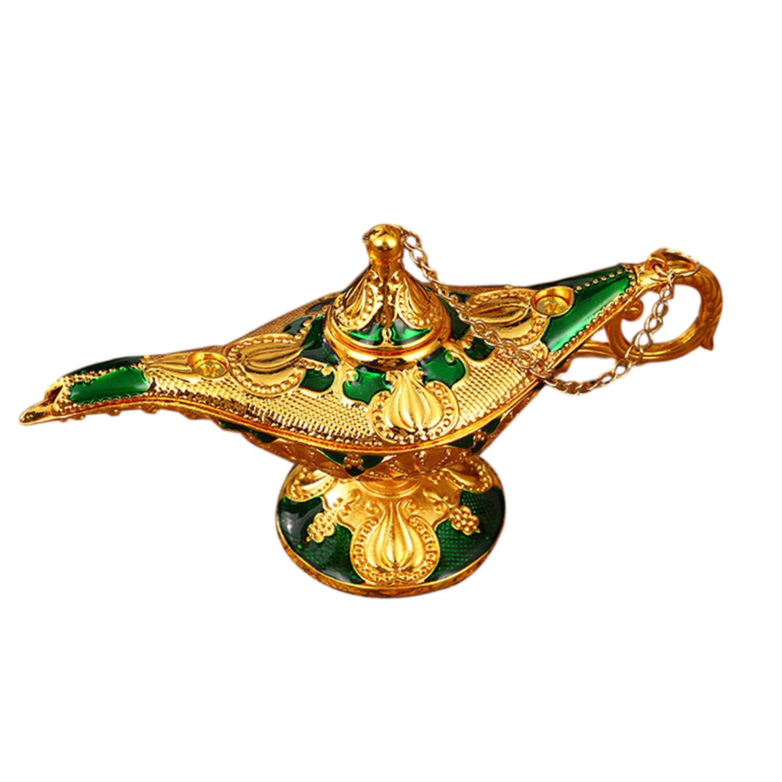 Genie Lamp Ornament Luxury Genie Light for Halloween Bookshelf Birthday Gift Green