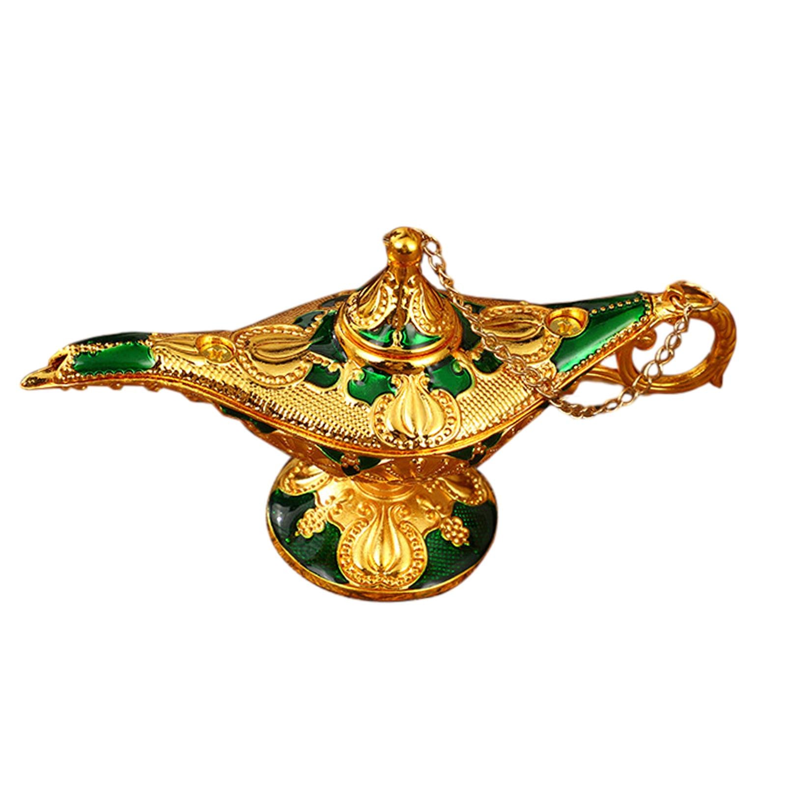 Genie Lamp Ornament Luxury Genie Light for Halloween Bookshelf Birthday Gift Green