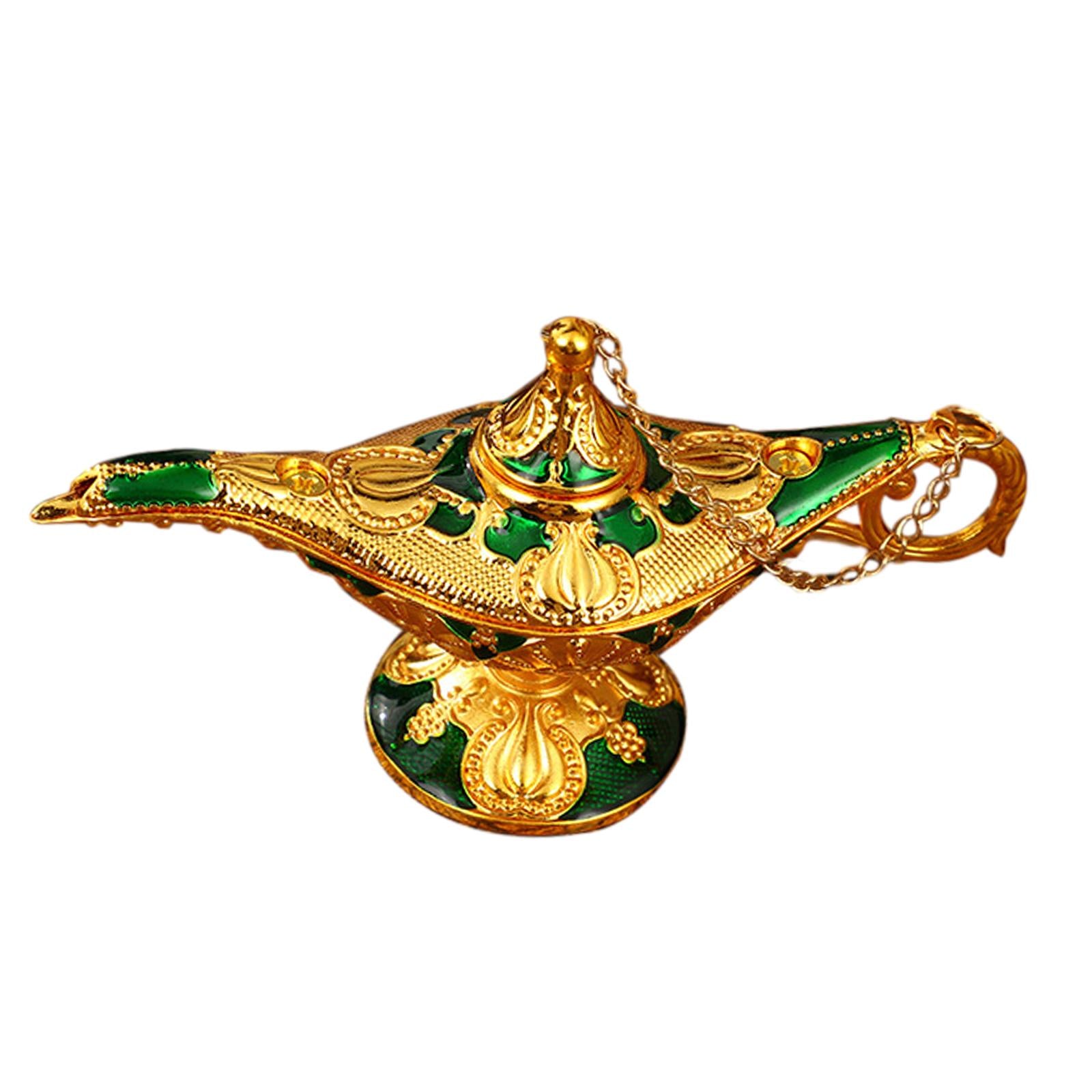 Genie Lamp Ornament Luxury Genie Light for Halloween Bookshelf Birthday Gift Green