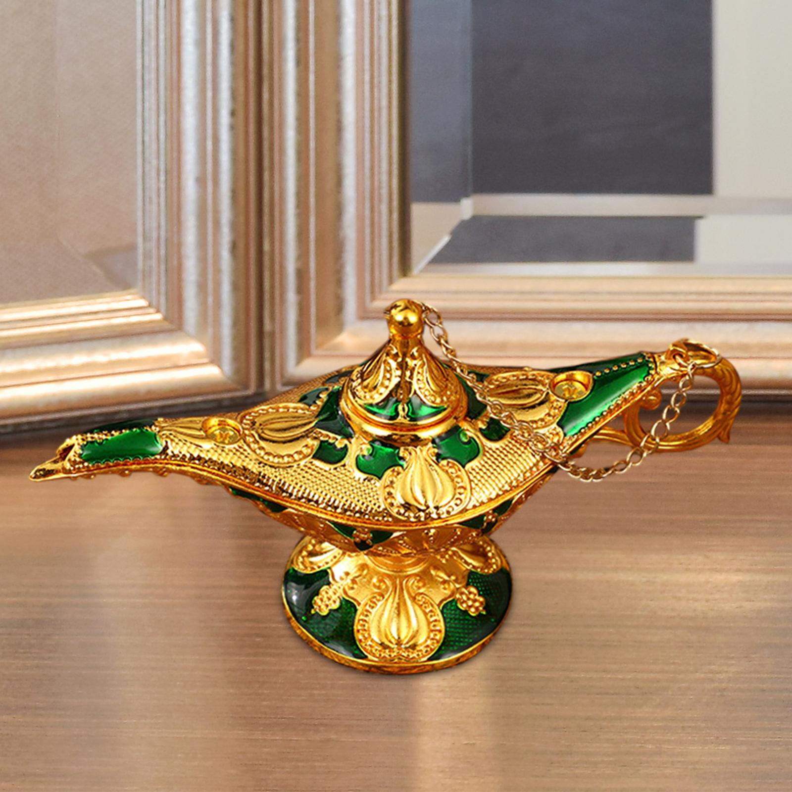 Genie Lamp Ornament Luxury Genie Light for Halloween Bookshelf Birthday Gift Green