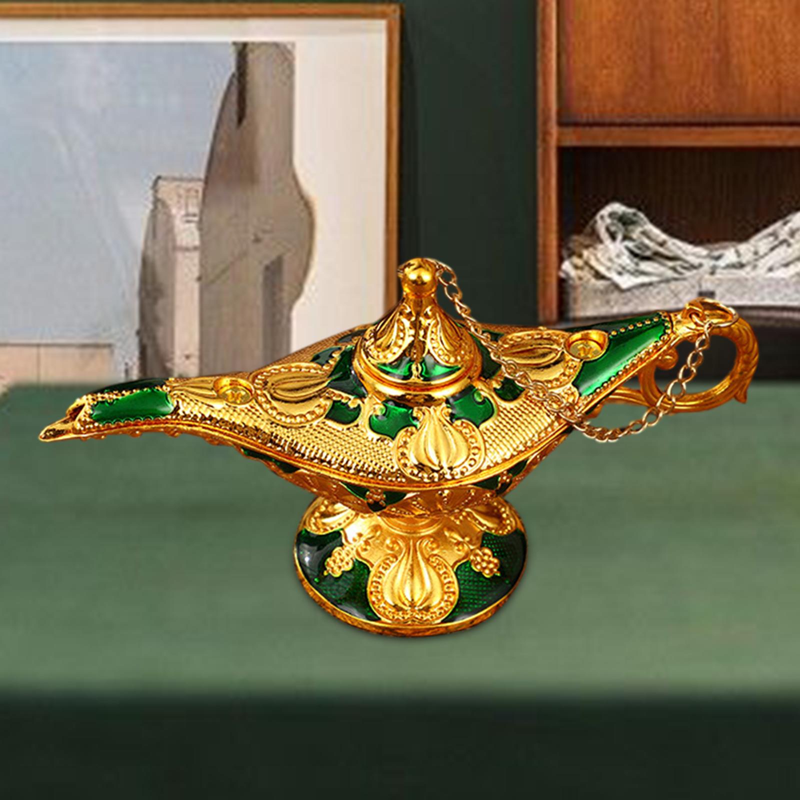 Genie Lamp Ornament Luxury Genie Light for Halloween Bookshelf Birthday Gift Green