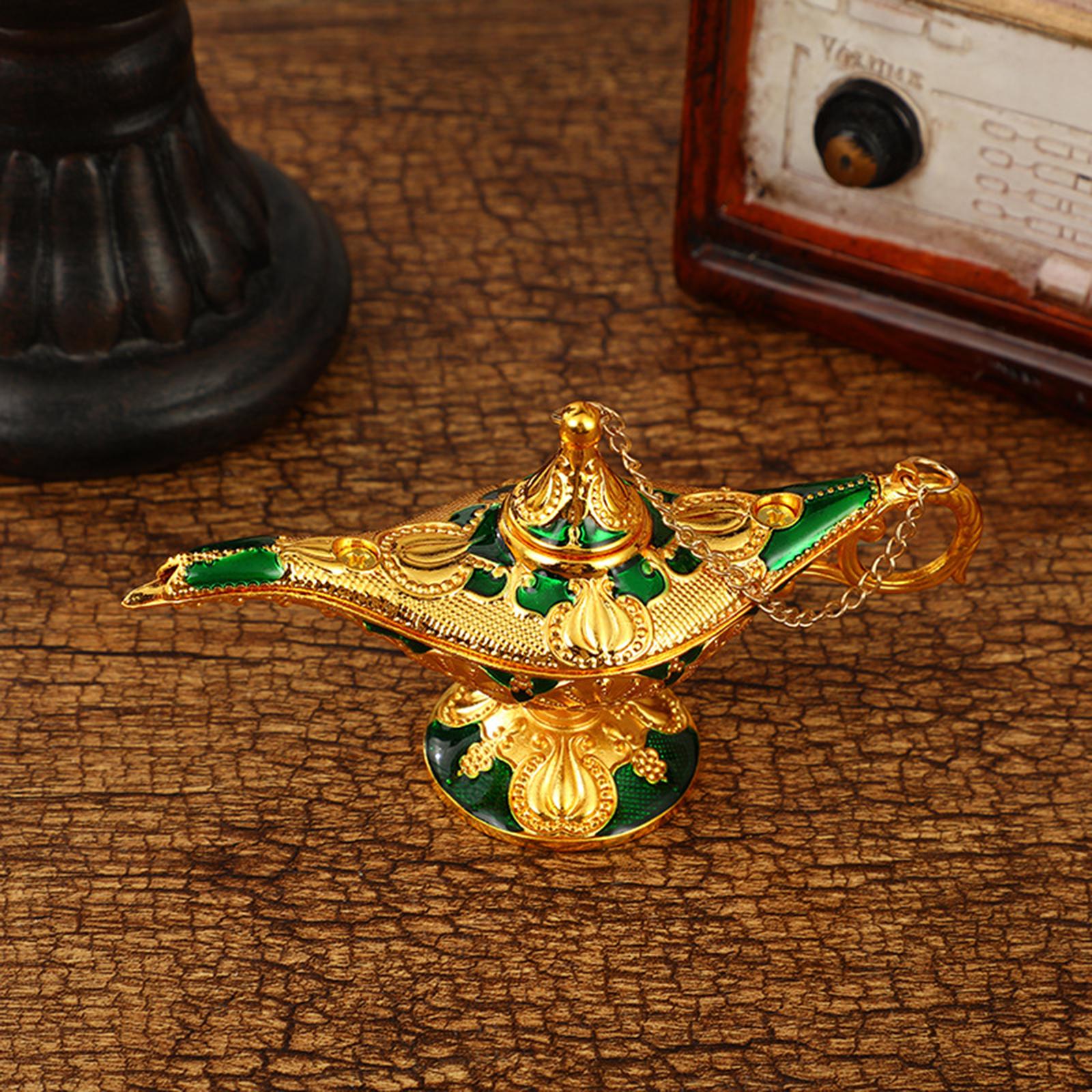 Genie Lamp Ornament Luxury Genie Light for Halloween Bookshelf Birthday Gift Green