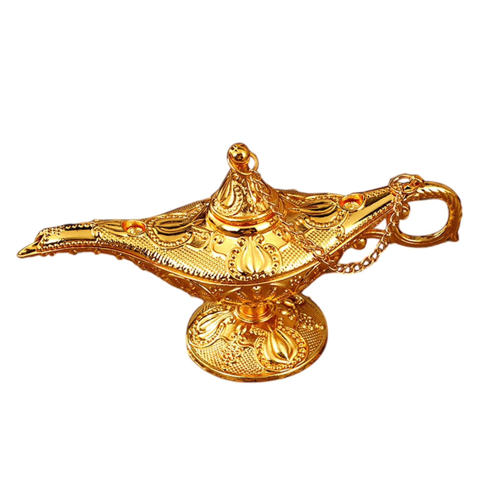 Genie Lamp Ornament Luxury Genie Light for Halloween Bookshelf Birthday Gift Gold