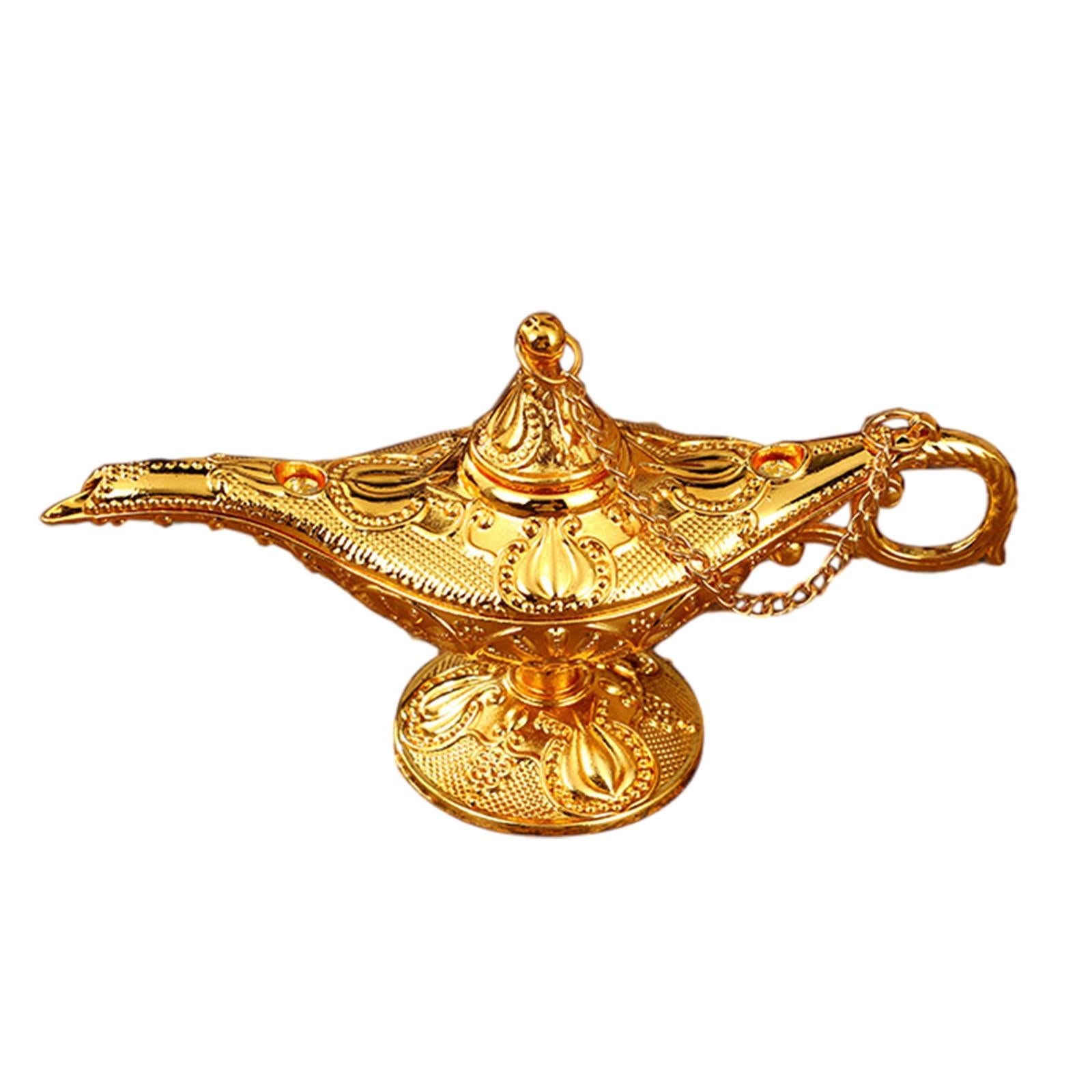 Genie Lamp Ornament Luxury Genie Light for Halloween Bookshelf Birthday Gift Gold