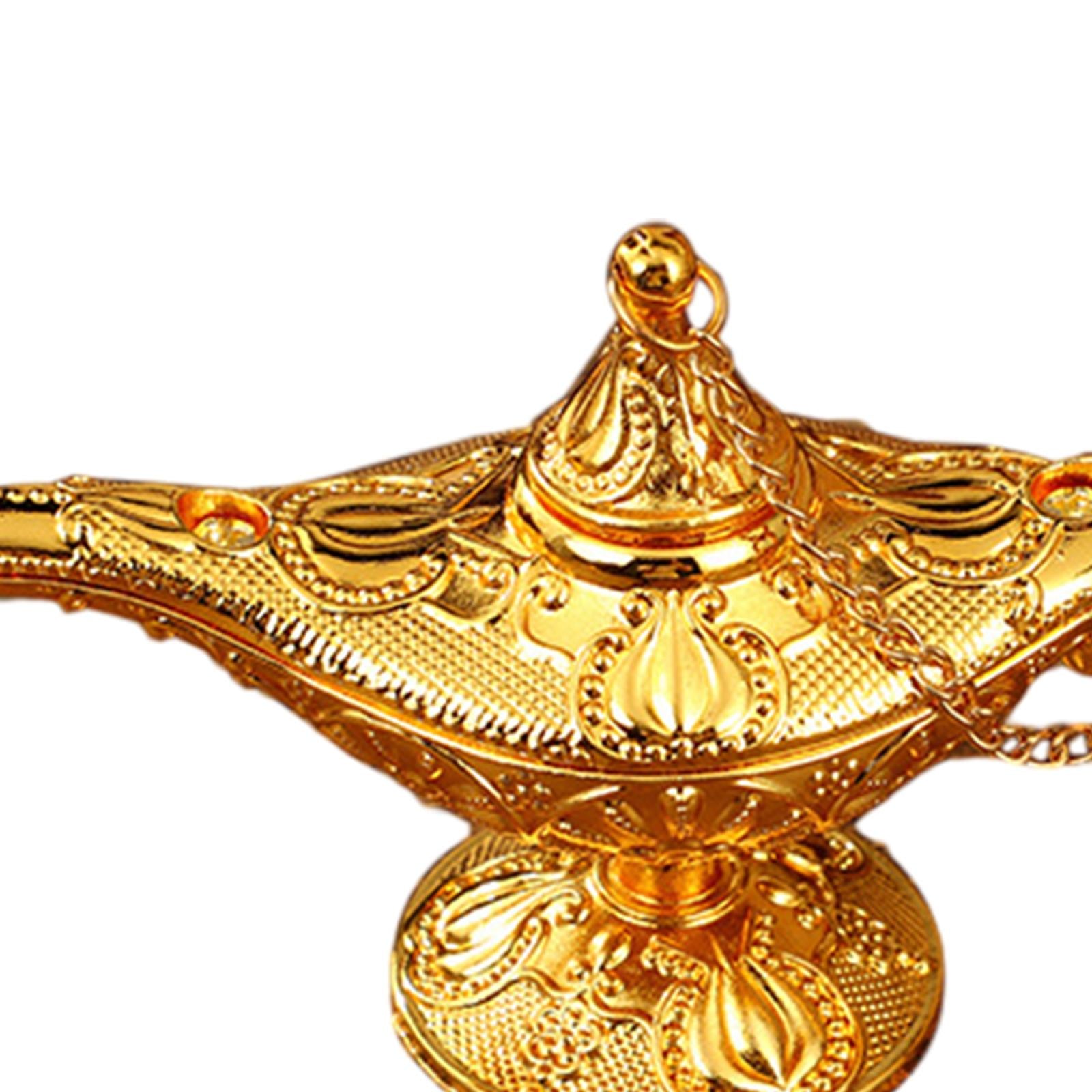 Genie Lamp Ornament Luxury Genie Light for Halloween Bookshelf Birthday Gift Gold