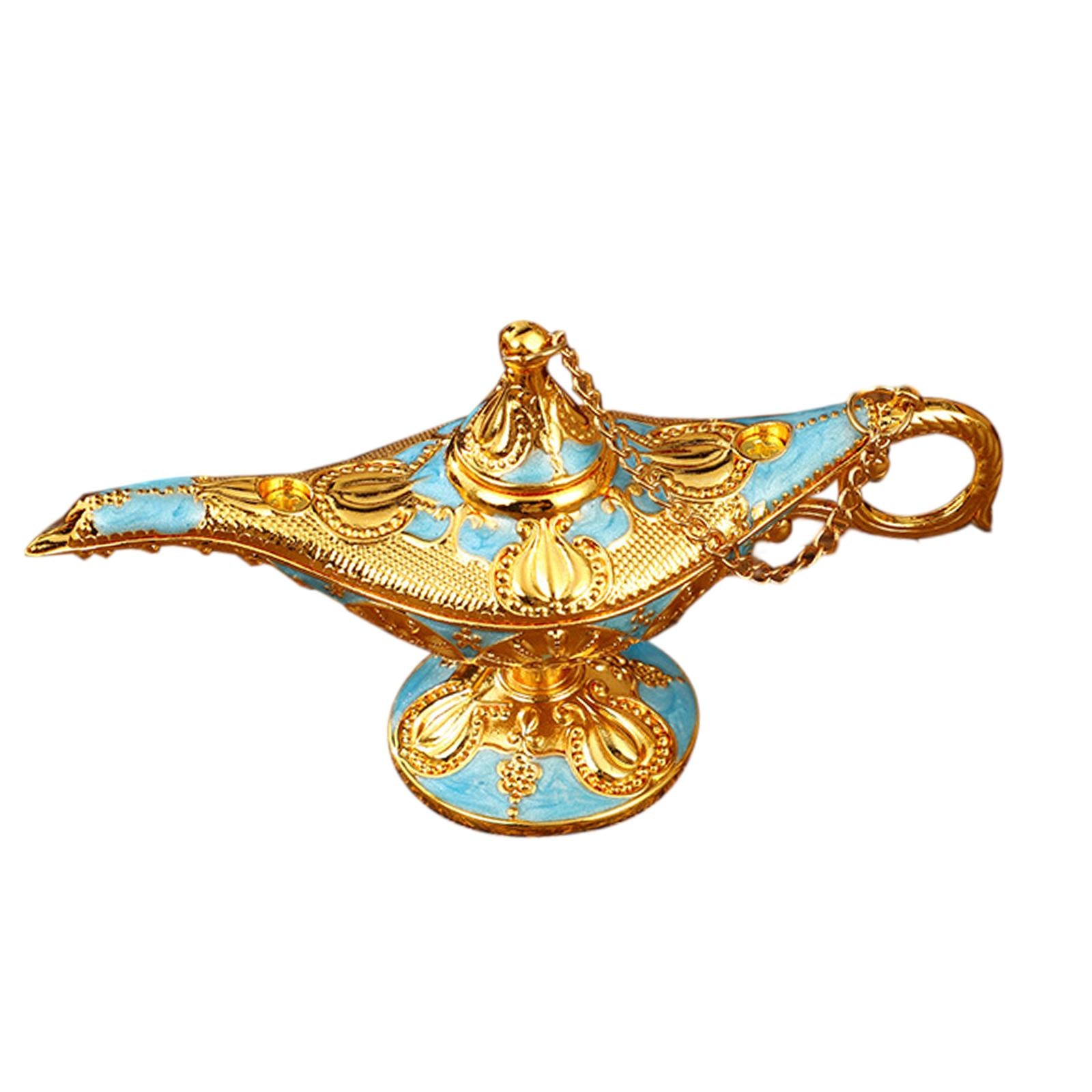 Genie Lamp Ornament Luxury Genie Light for Halloween Bookshelf Birthday Gift Light Blue