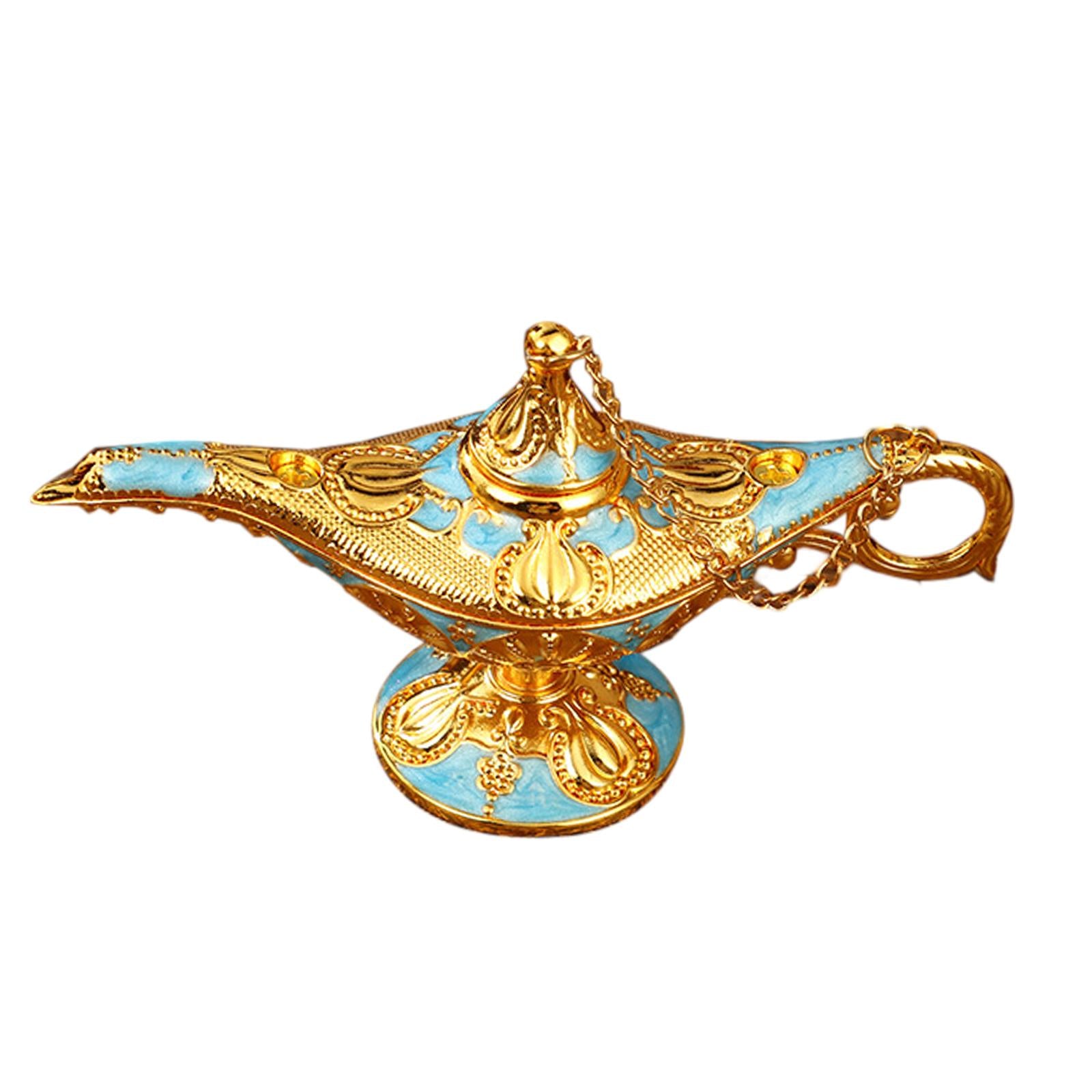 Genie Lamp Ornament Luxury Genie Light for Halloween Bookshelf Birthday Gift Light Blue