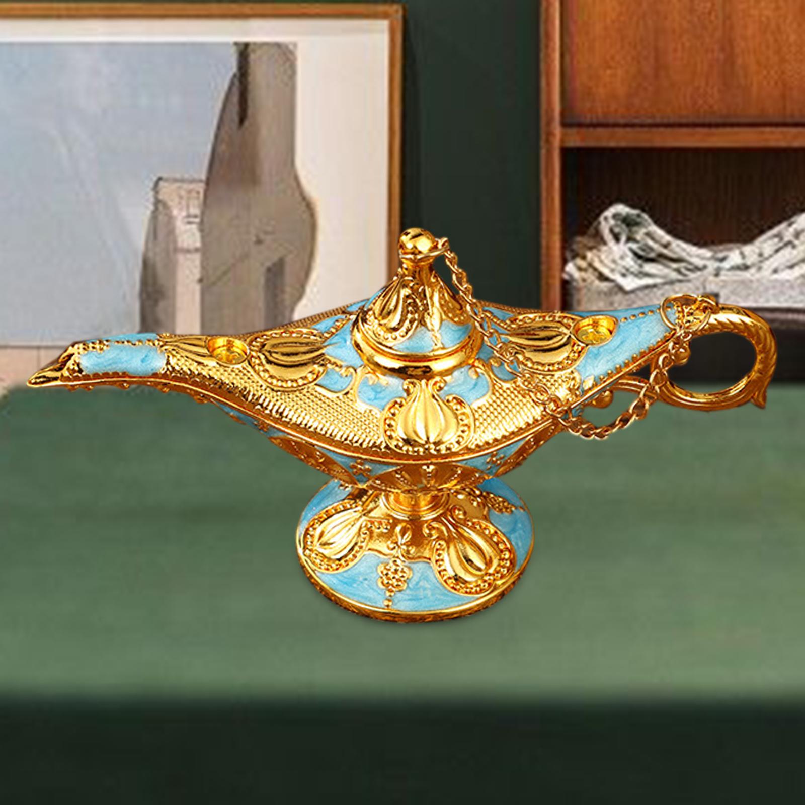 Genie Lamp Ornament Luxury Genie Light for Halloween Bookshelf Birthday Gift Light Blue