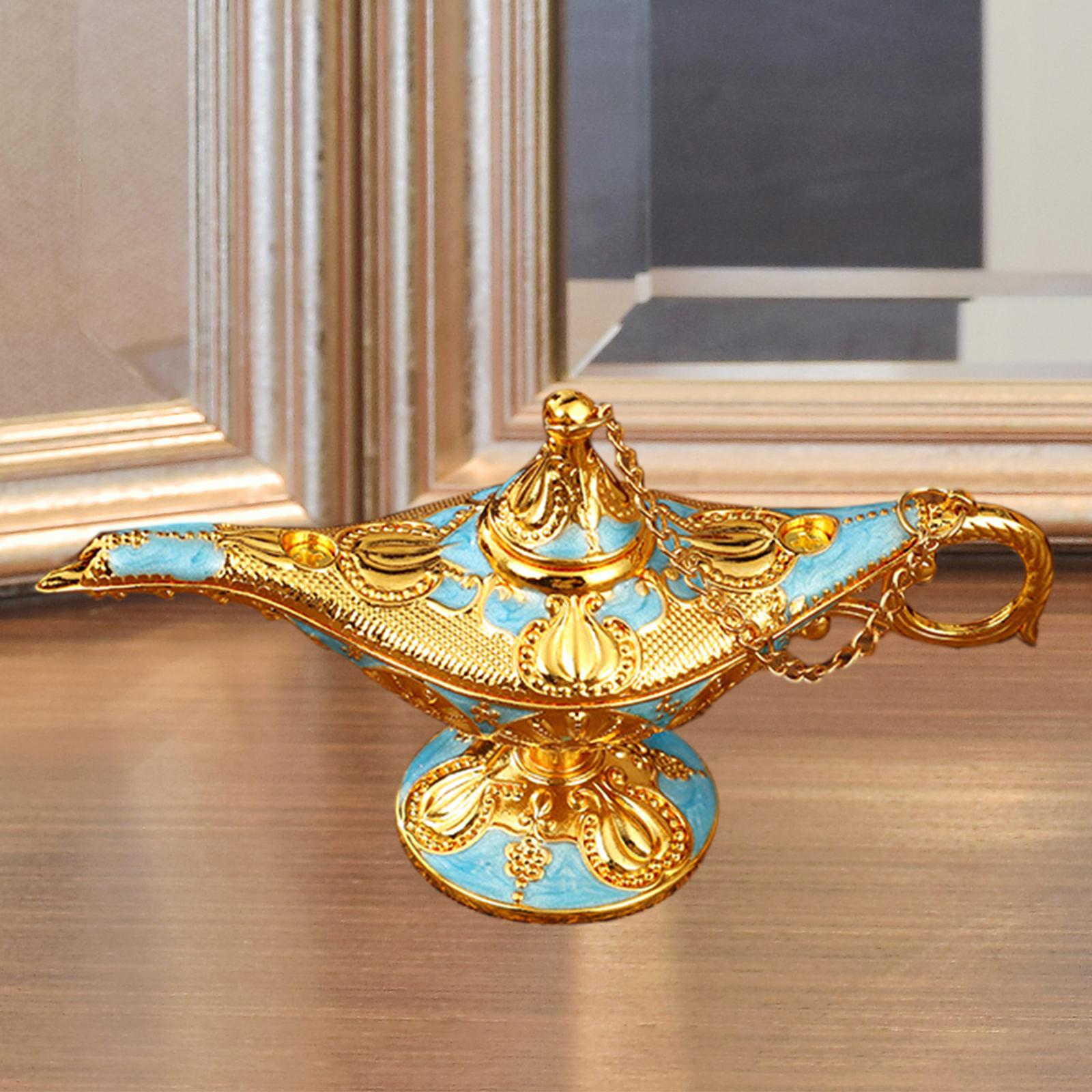 Genie Lamp Ornament Luxury Genie Light for Halloween Bookshelf Birthday Gift Light Blue