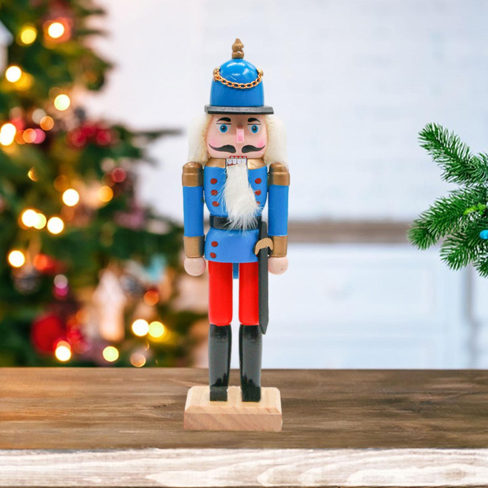 Nutcracker Ornaments Party Favors 25cm Nutcracker Figures for Desktop Winter Blue
