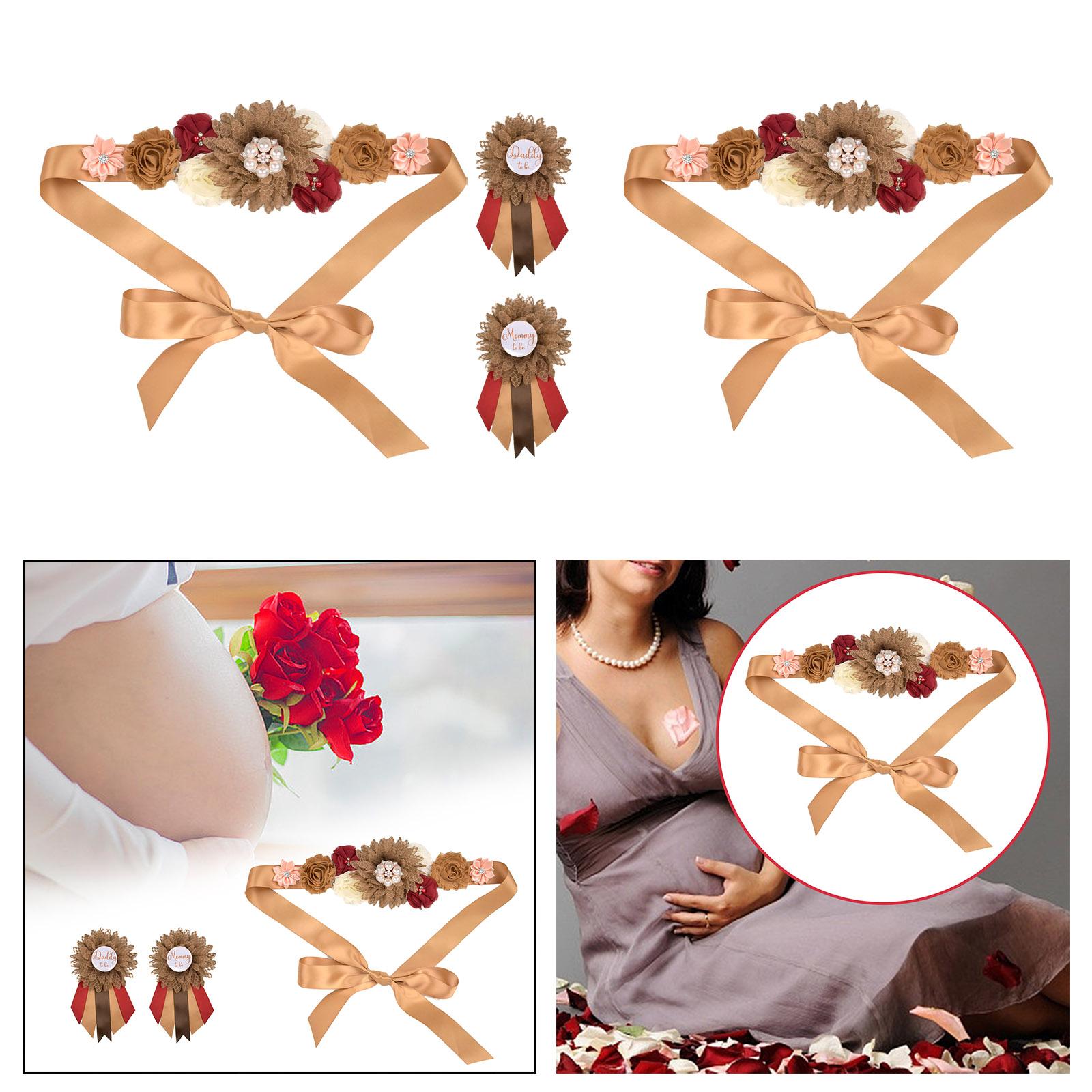 Maternity Sash Belt Sash Belt for Baby Shower Party Supplies Keepsake Gifts with corsage