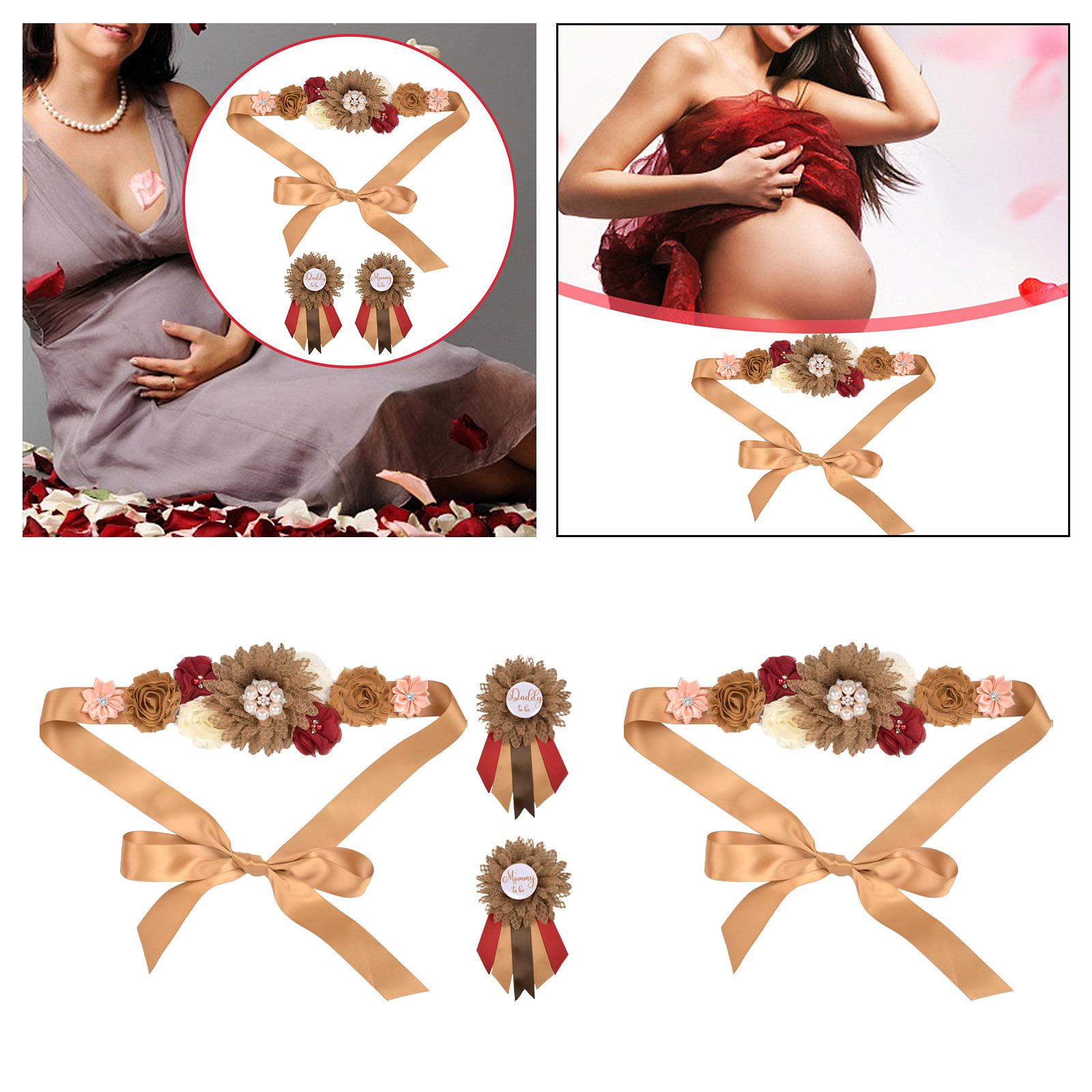 Maternity Sash Belt Sash Belt for Baby Shower Party Supplies Keepsake Gifts with corsage