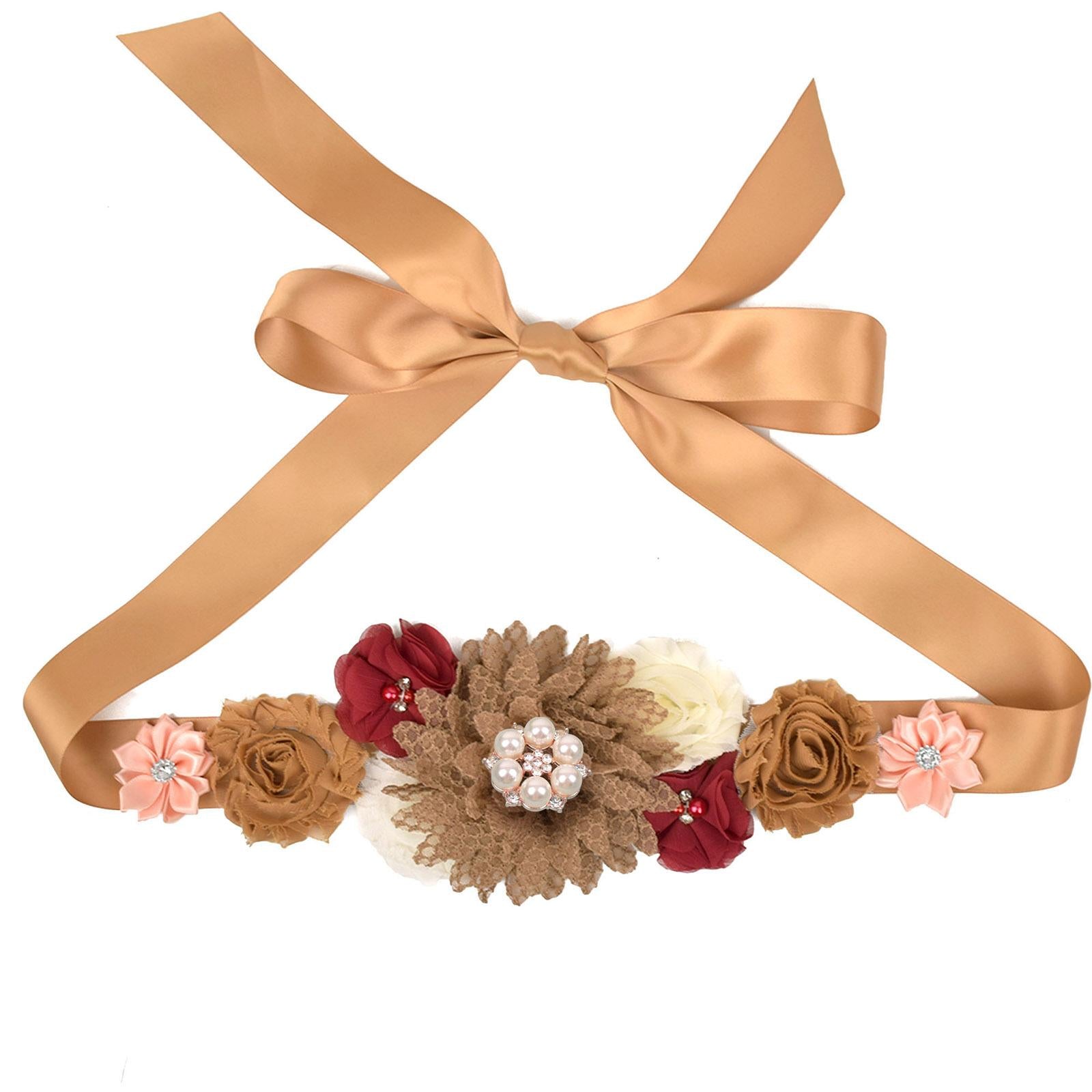 Maternity Sash Belt Sash Belt for Baby Shower Party Supplies Keepsake Gifts with corsage
