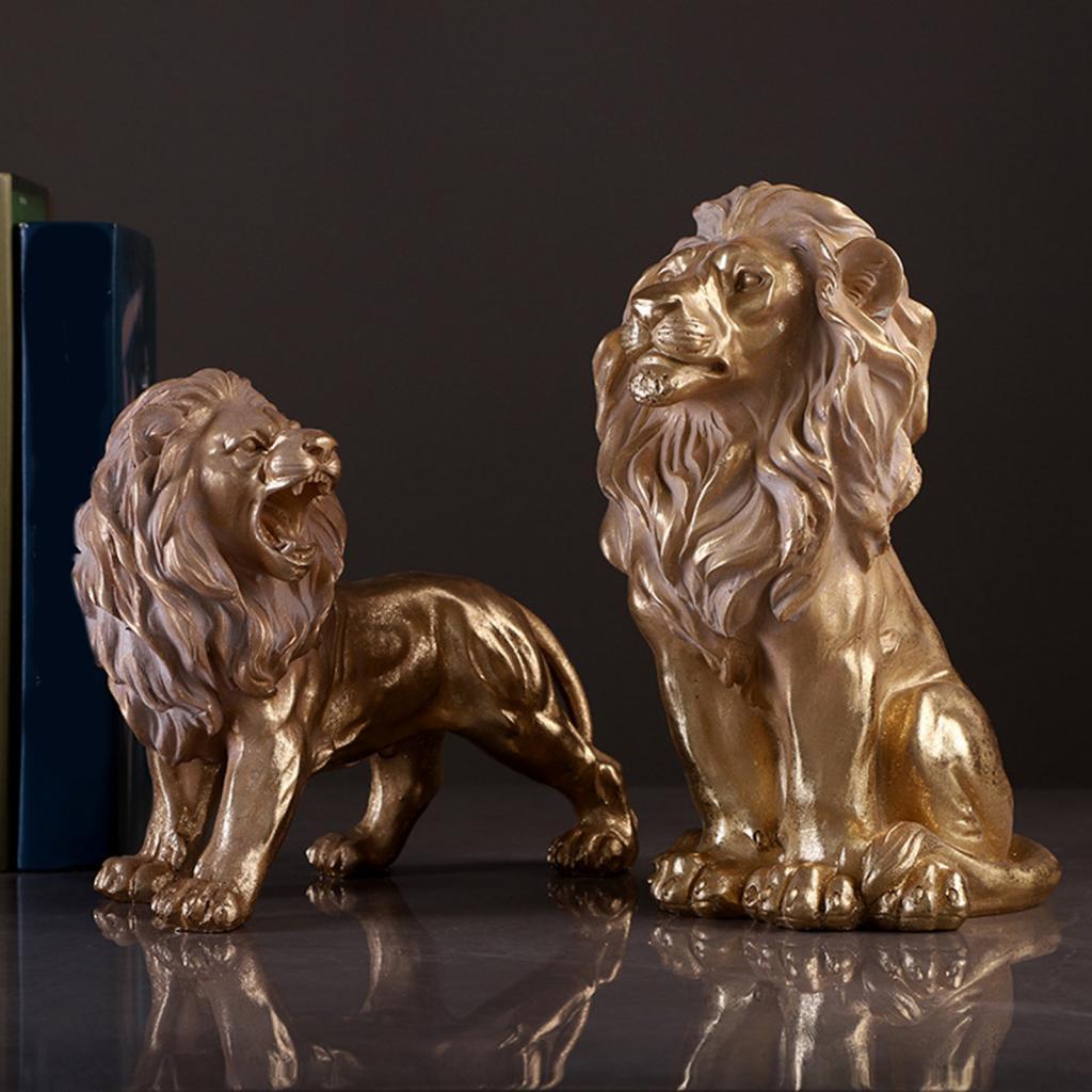Lion King Statue Sculpture Decorative Crafts for Living Room Bookshelf Decor style D
