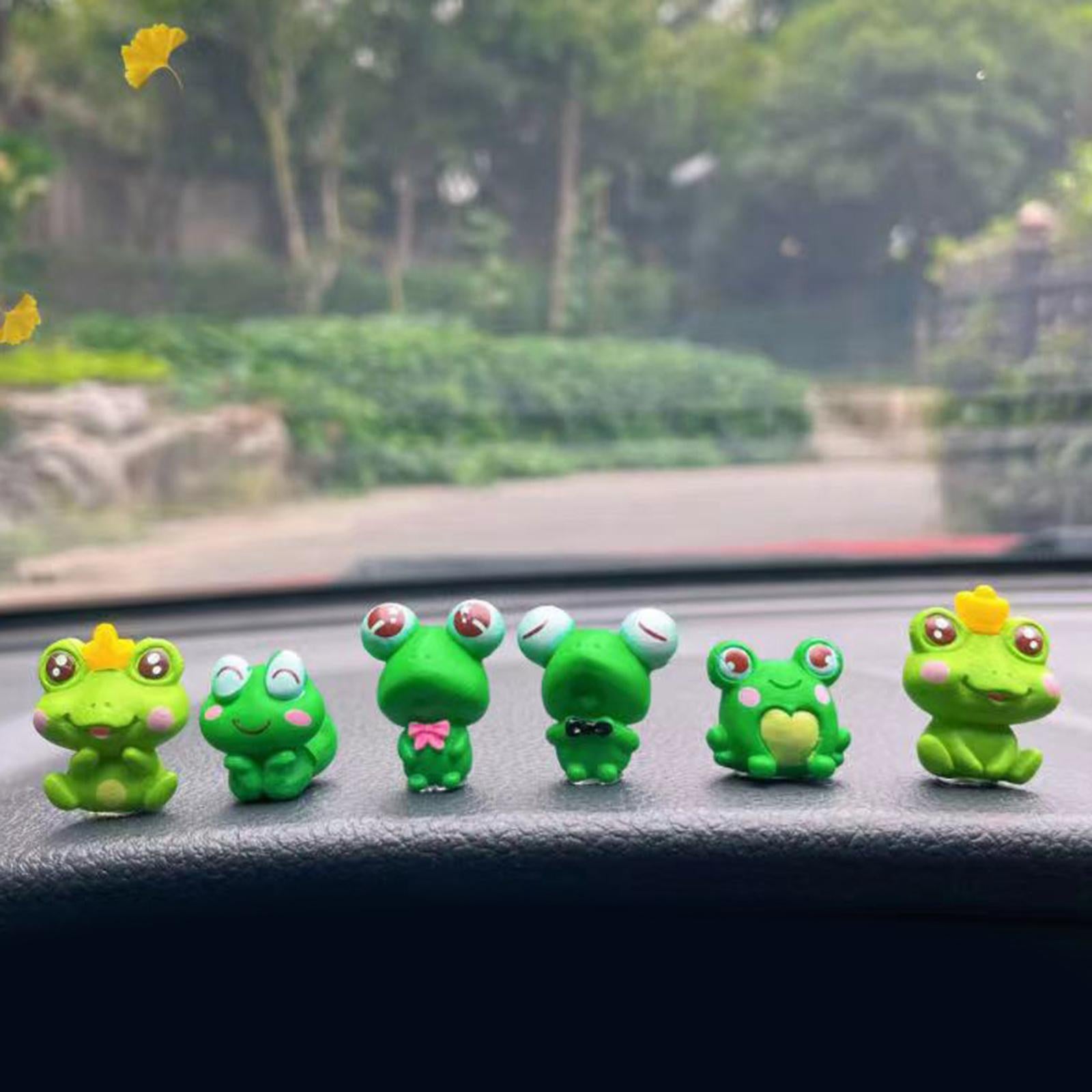 Car Dashboard Ornament Frog Cute Accessories for Automobile Bedroom Tabletop 6 frog ornaments