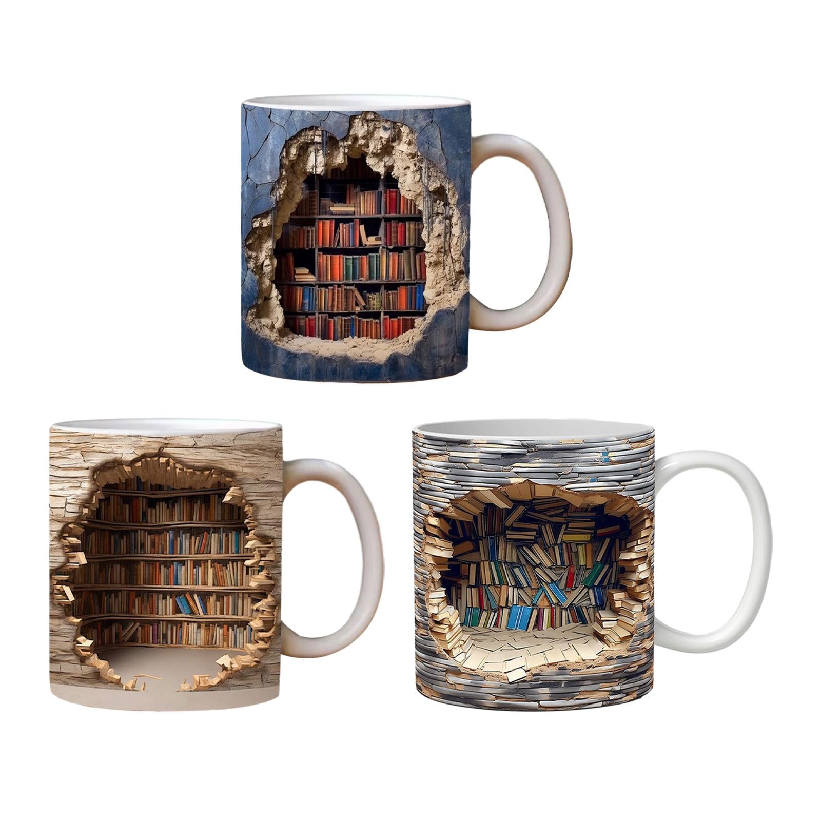 Book Club Drinking Cup Library Bookshelf Mug Ceramic Coffee Mug Bookworm Mug Style A