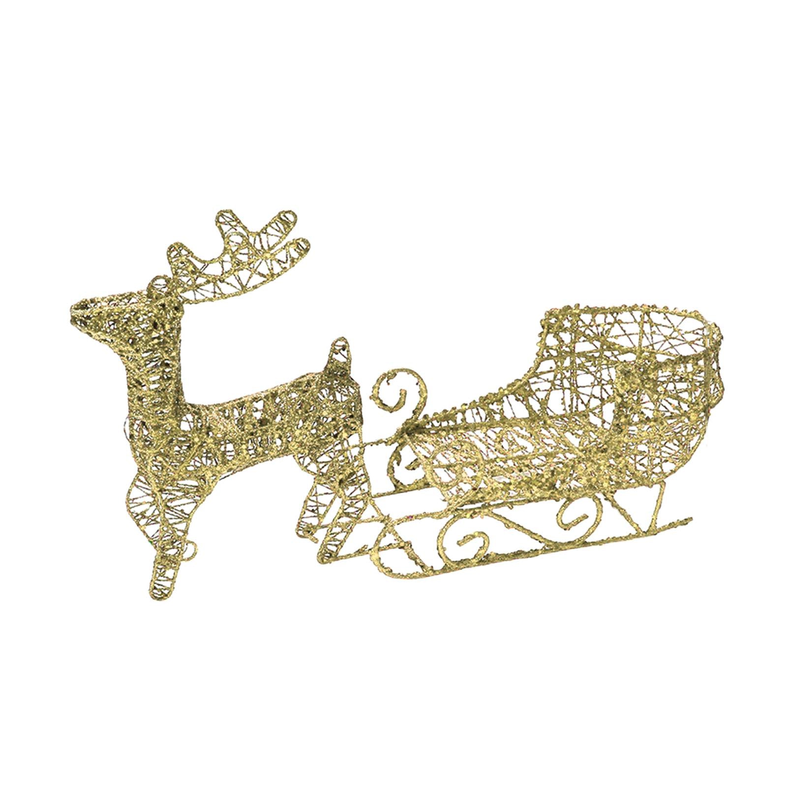 Elk Sleigh Ornaments Sleigh Sculpture Crafts for Bedroom Living Room Desktop Golden