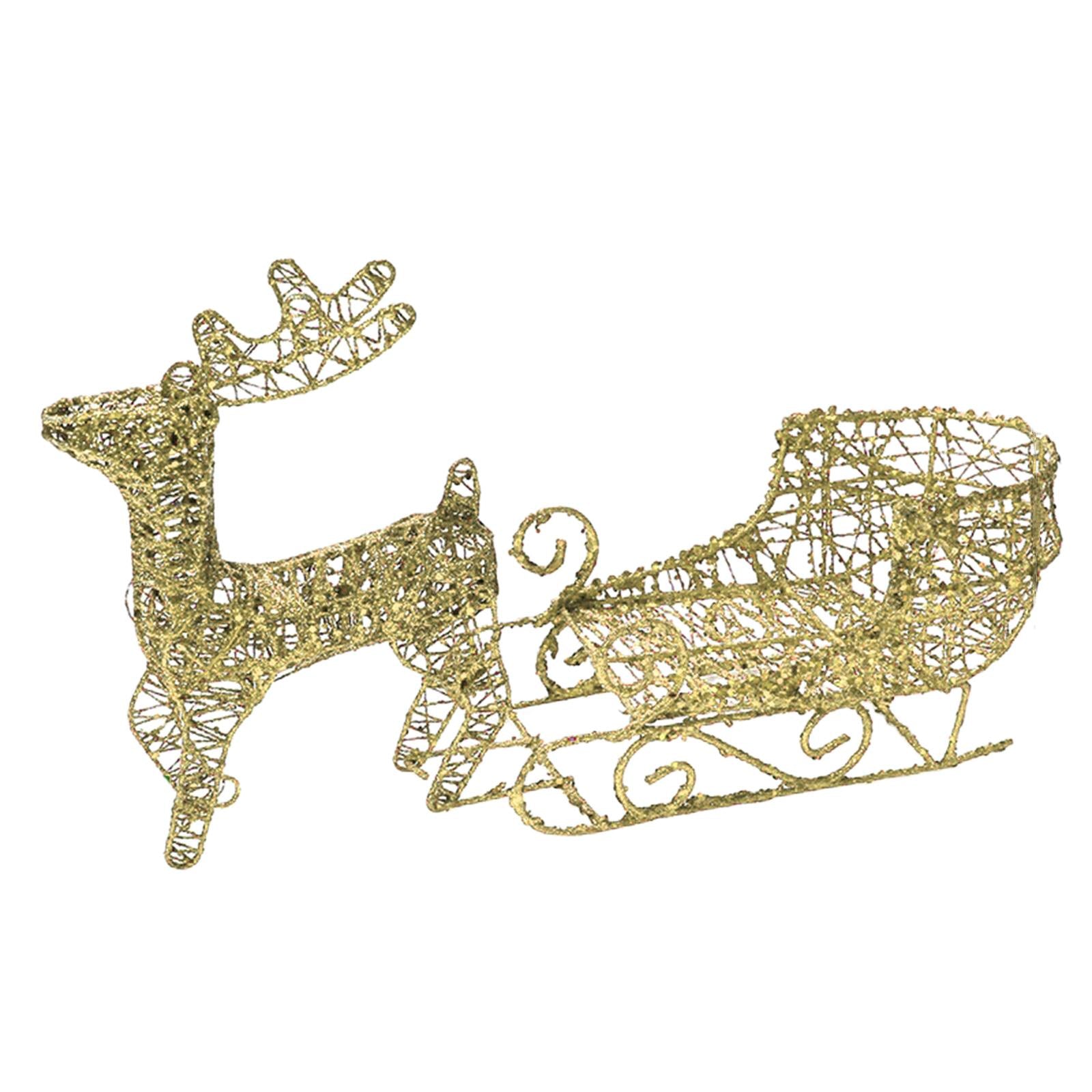 Elk Sleigh Ornaments Sleigh Sculpture Crafts for Bedroom Living Room Desktop Golden